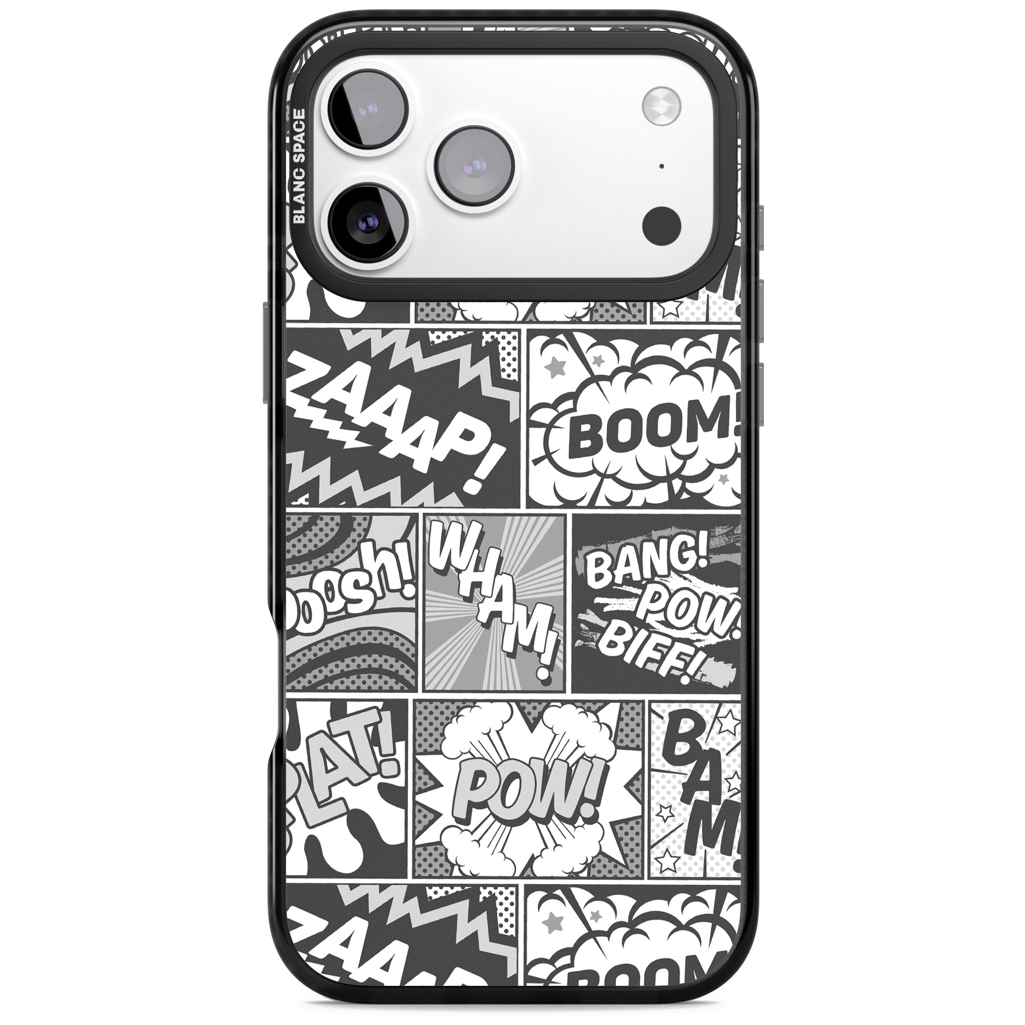 Onomatopoeia (Black & White) iPhone 17 Pro Impact Pro Black Phone Case