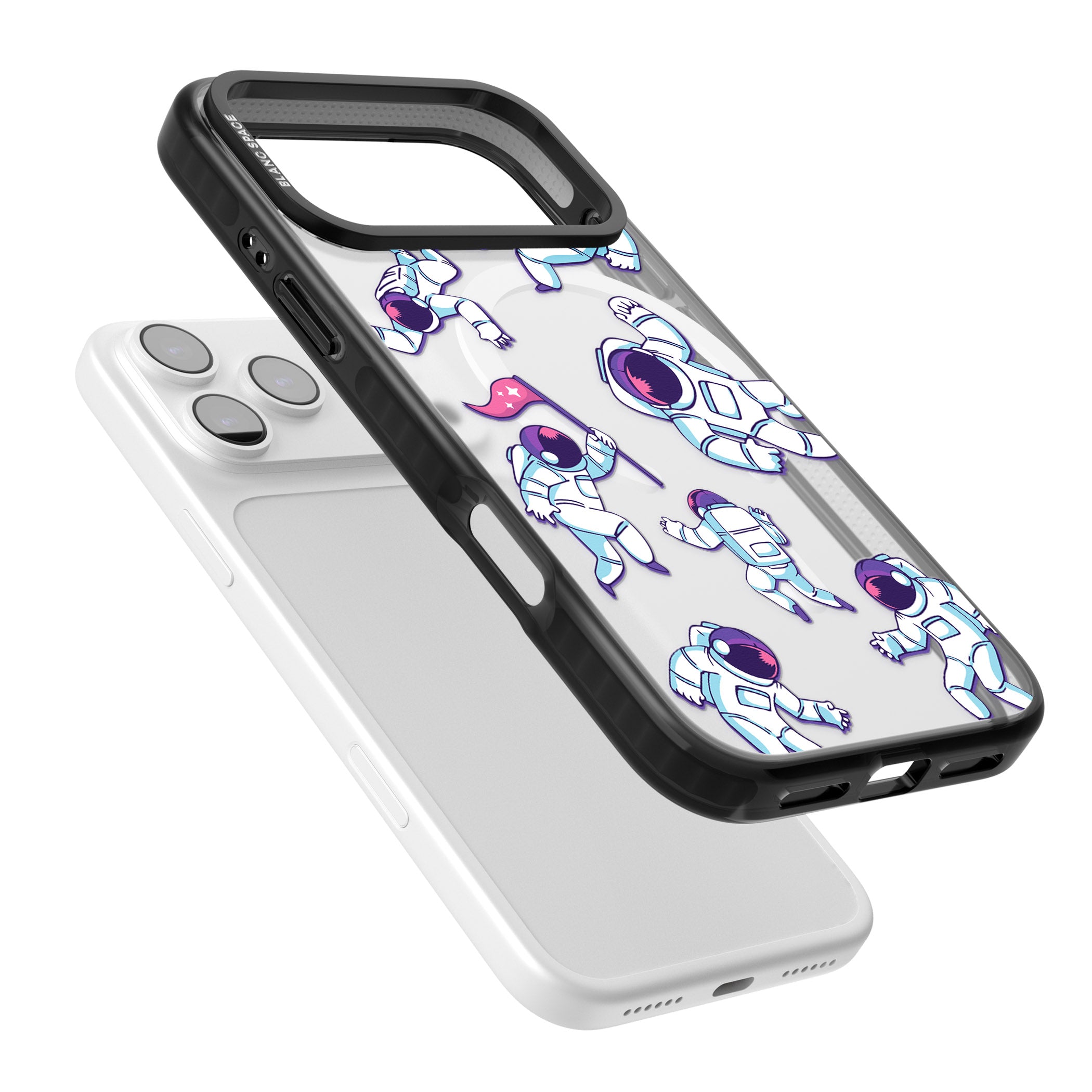 Astronaut Pattern iPhone 17 Pro Impact Pro Black Phone Case Colours