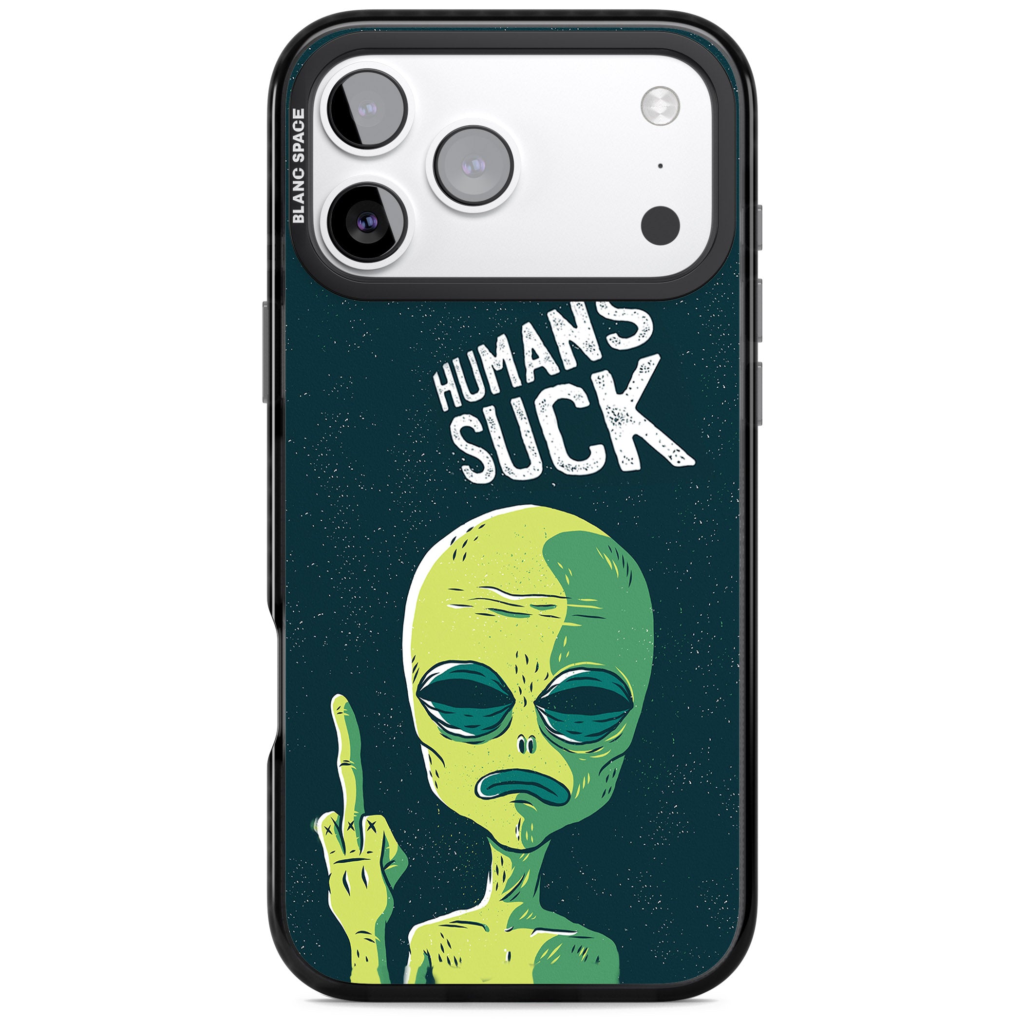 Humans Suck Alien iPhone 17 Pro Impact Pro Black Phone Case