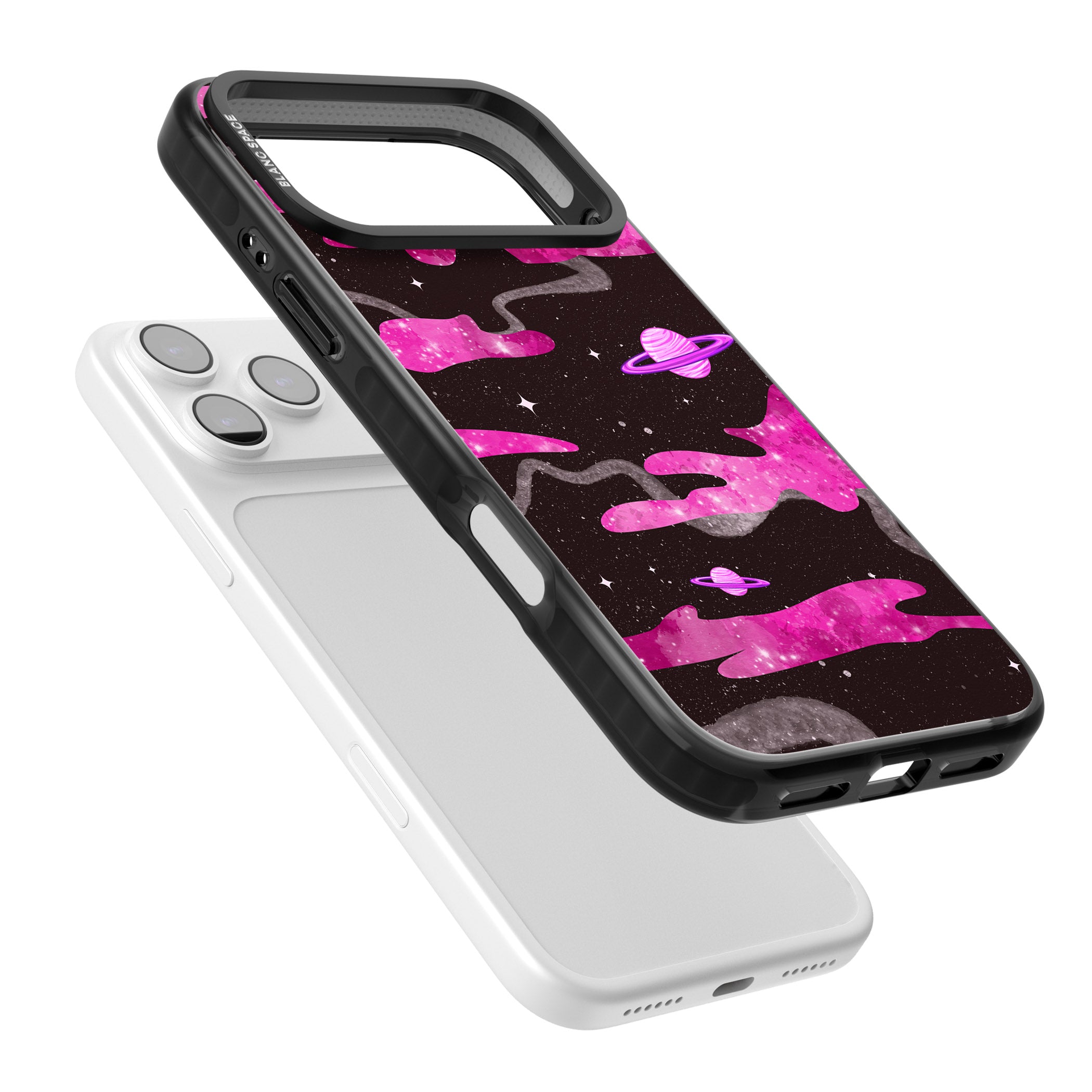 Pink Galaxy iPhone 17 Pro Max Impact Pro Black Phone Case Colours
