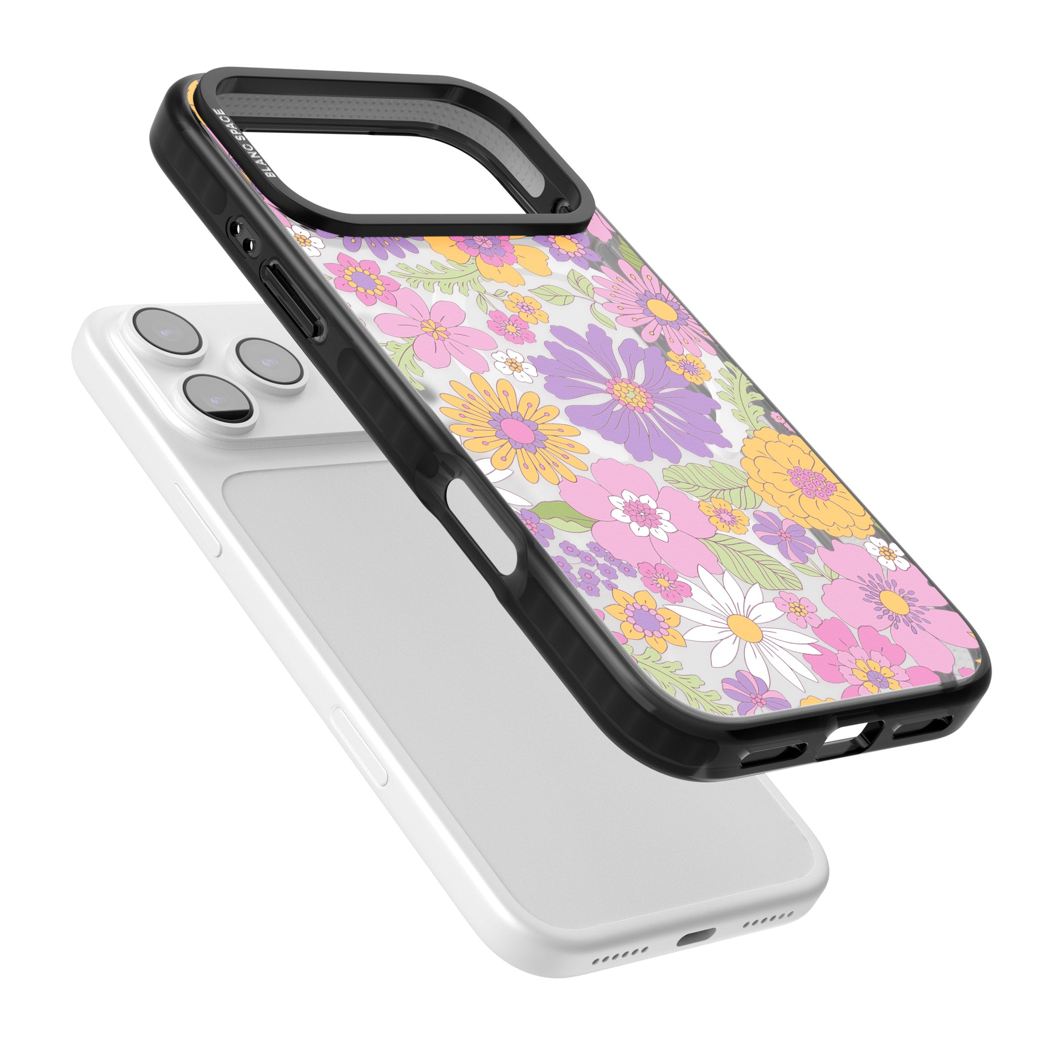Soft Flower Mix iPhone 17 Pro Impact Pro Black Phone Case Colours