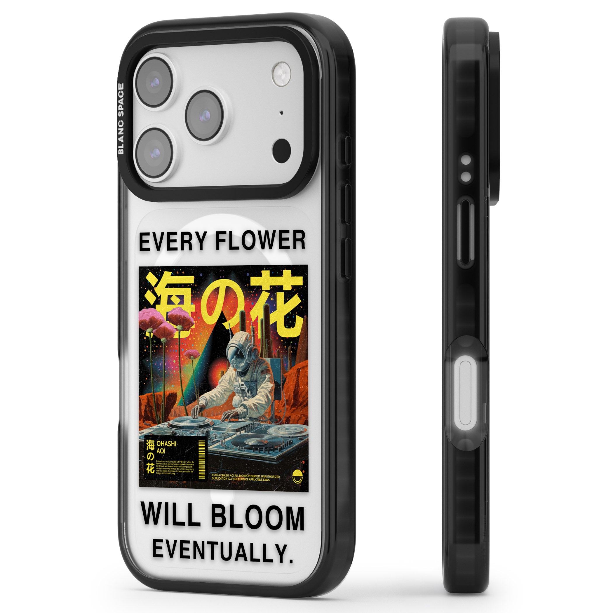 Every Flower Will Bloom Eventually iPhone 17 Pro Max Impact Pro Black Phone Case Side Profile
