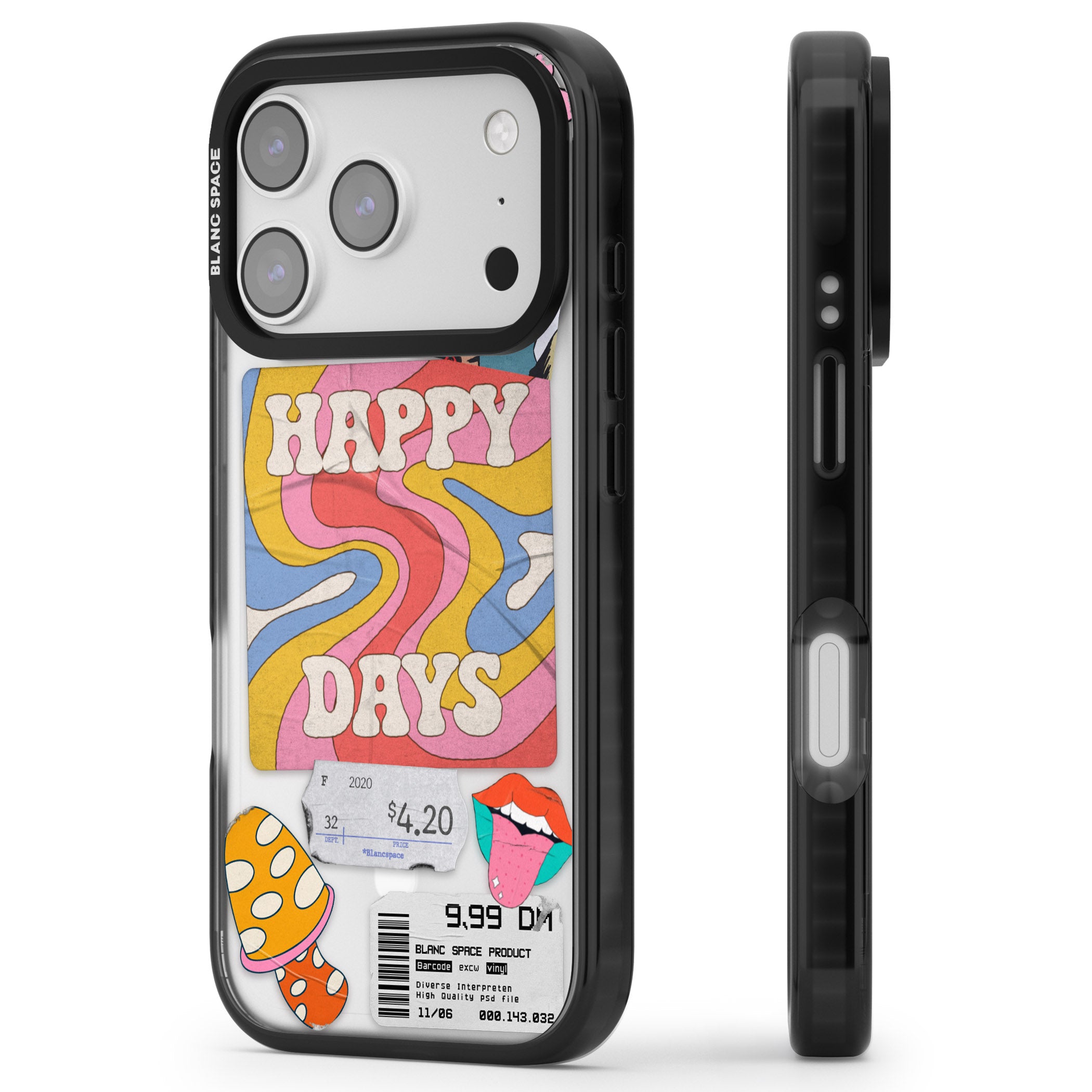 Groovy Trip iPhone 17 Pro Impact Pro Black Phone Case Side Profile