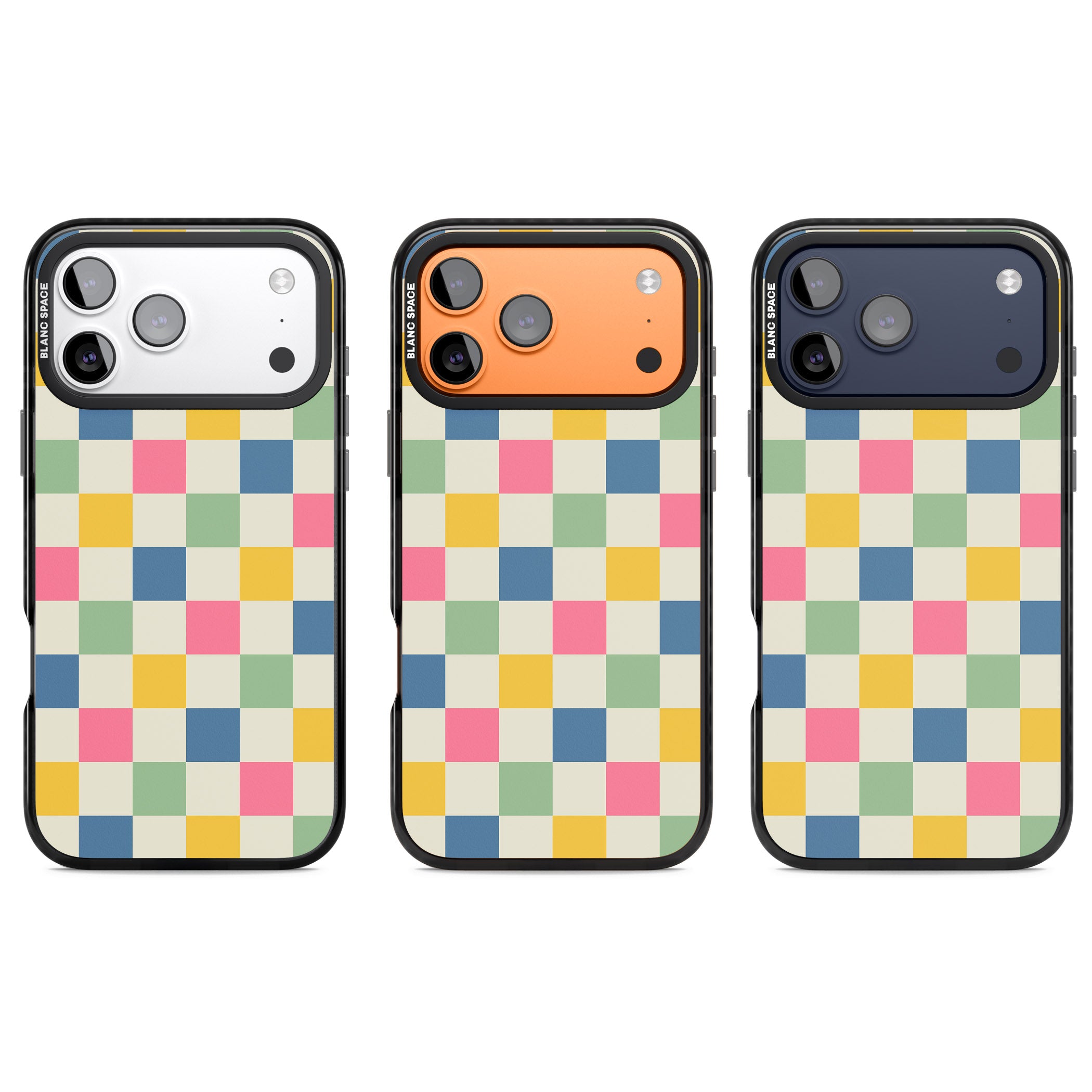 Pastel Multicolor Checkered iPhone 17 Pro Impact Pro Black Phone Case APT Impact Protection