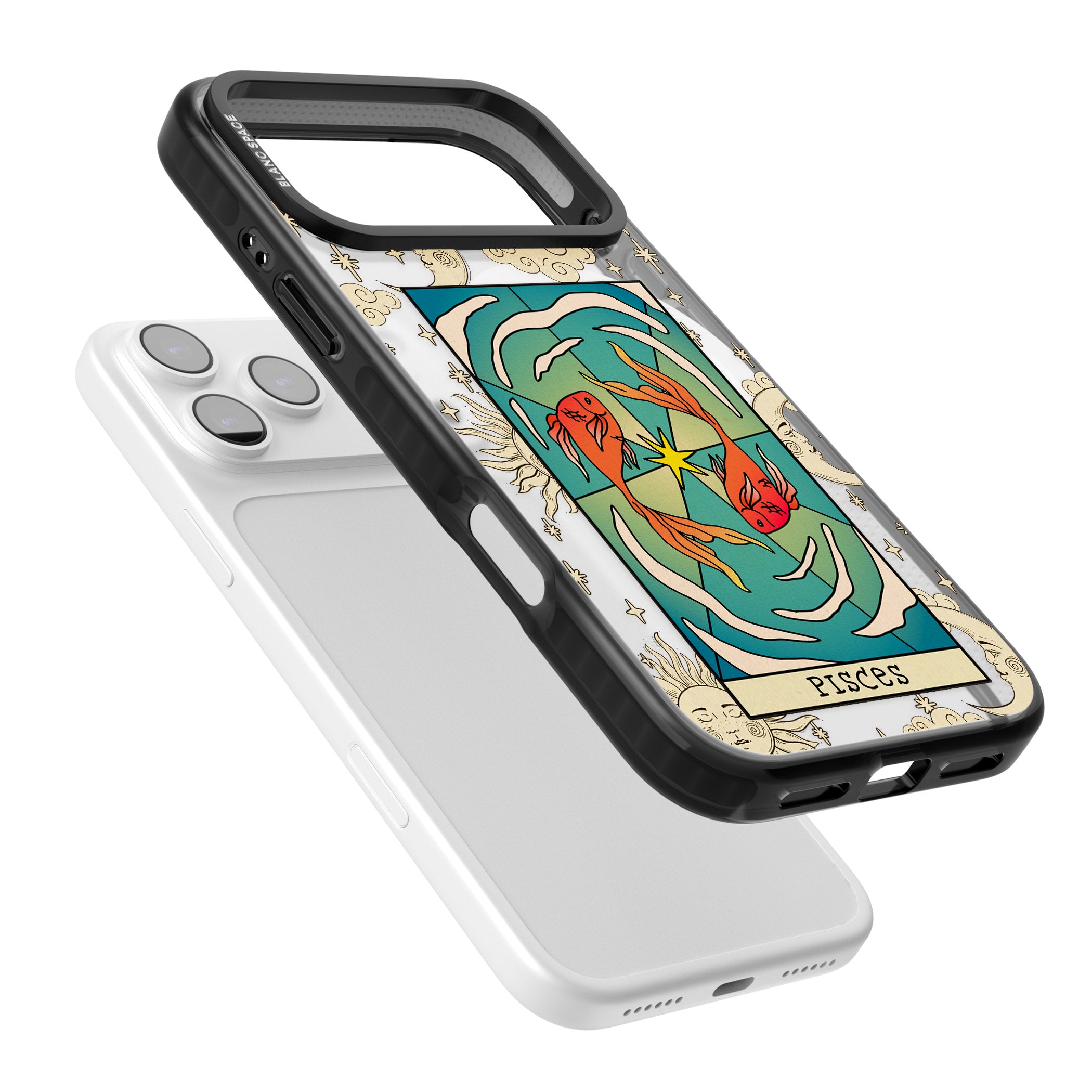 Celestial Zodiac Pisces iPhone 17 Pro Impact Pro Black Phone Case Colours