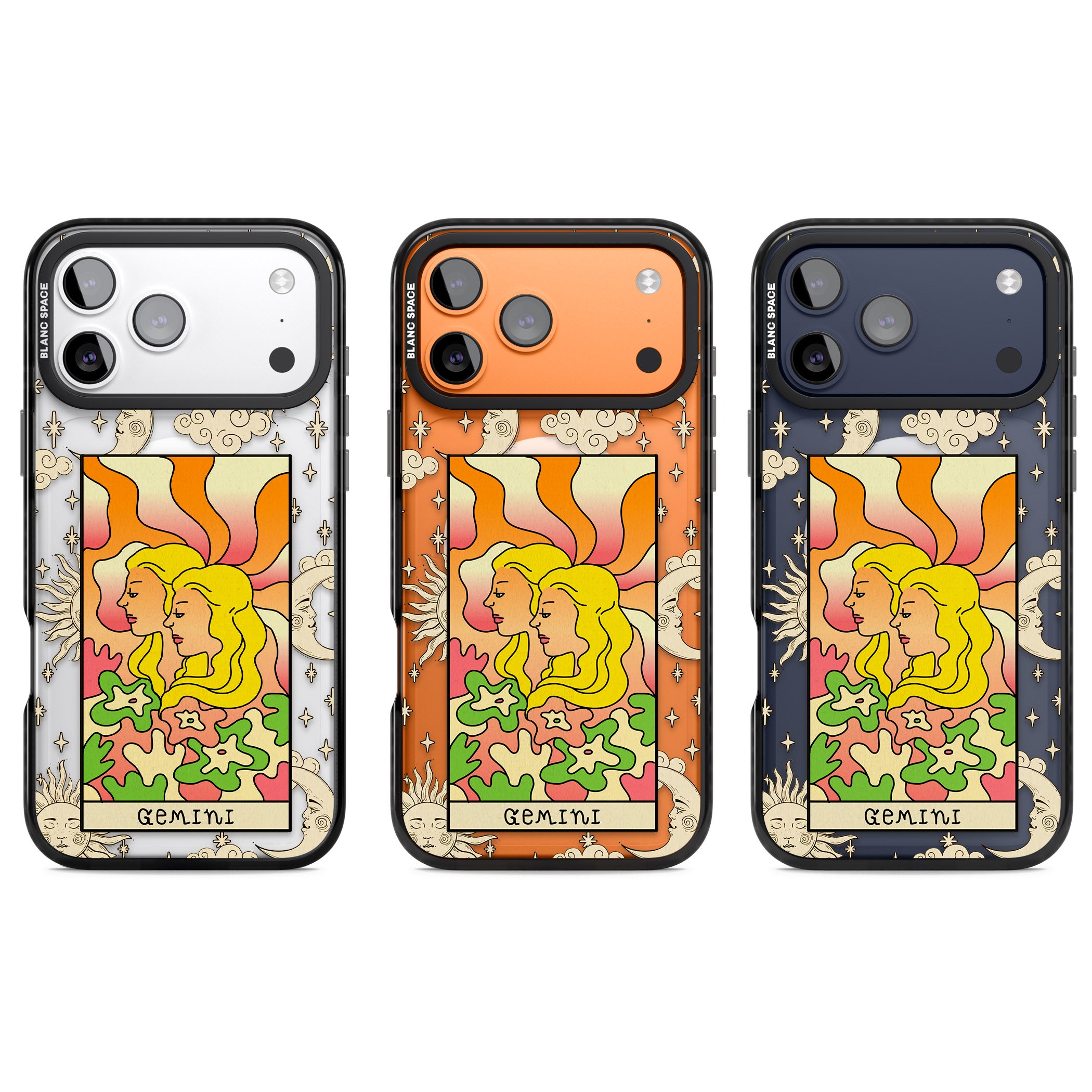 Celestial Zodiac Gemini iPhone 17 Pro Impact Pro Black Phone Case APT Impact Protection