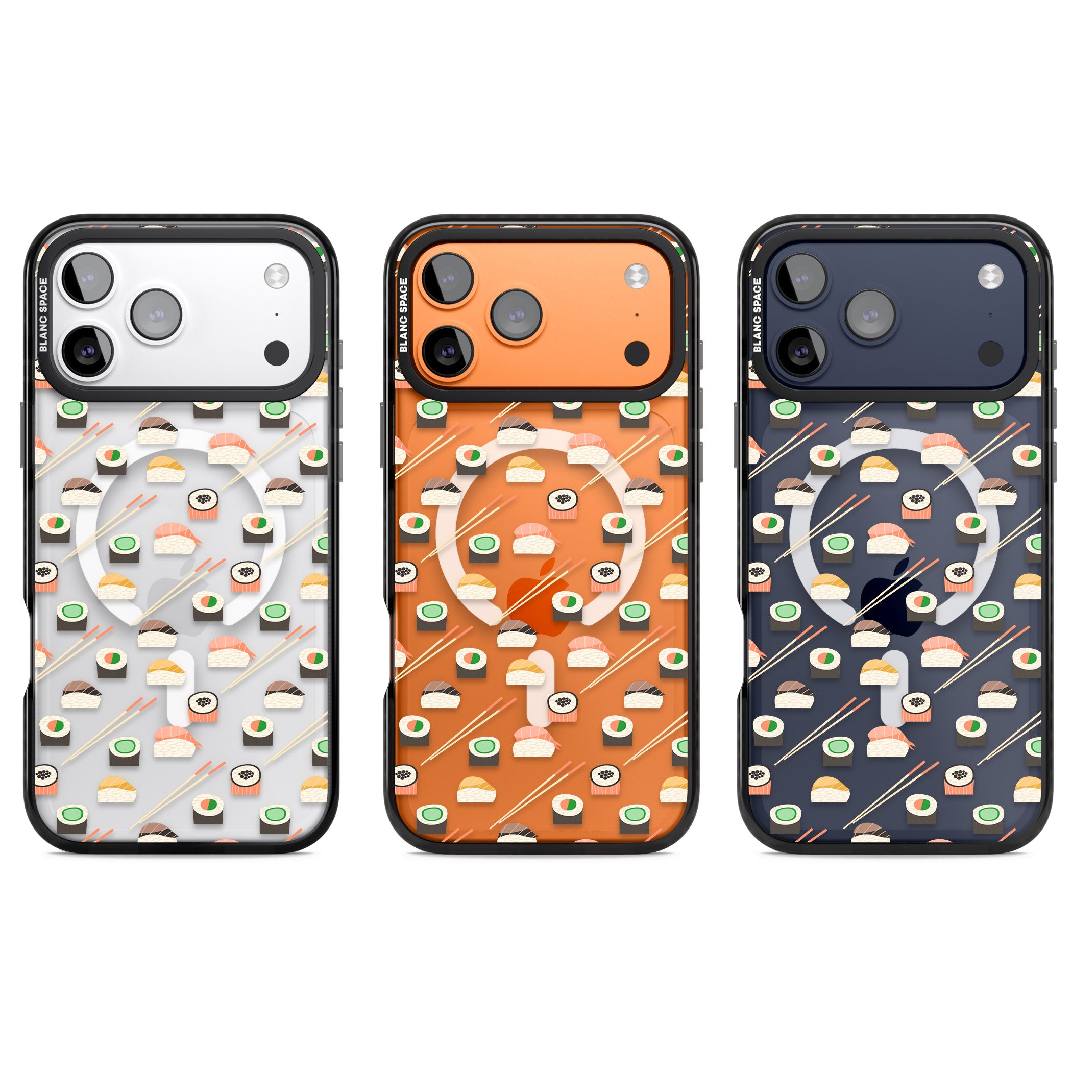 Sushi & Chopsticks Pattern iPhone 17 Pro Impact Pro Black Phone Case APT Impact Protection