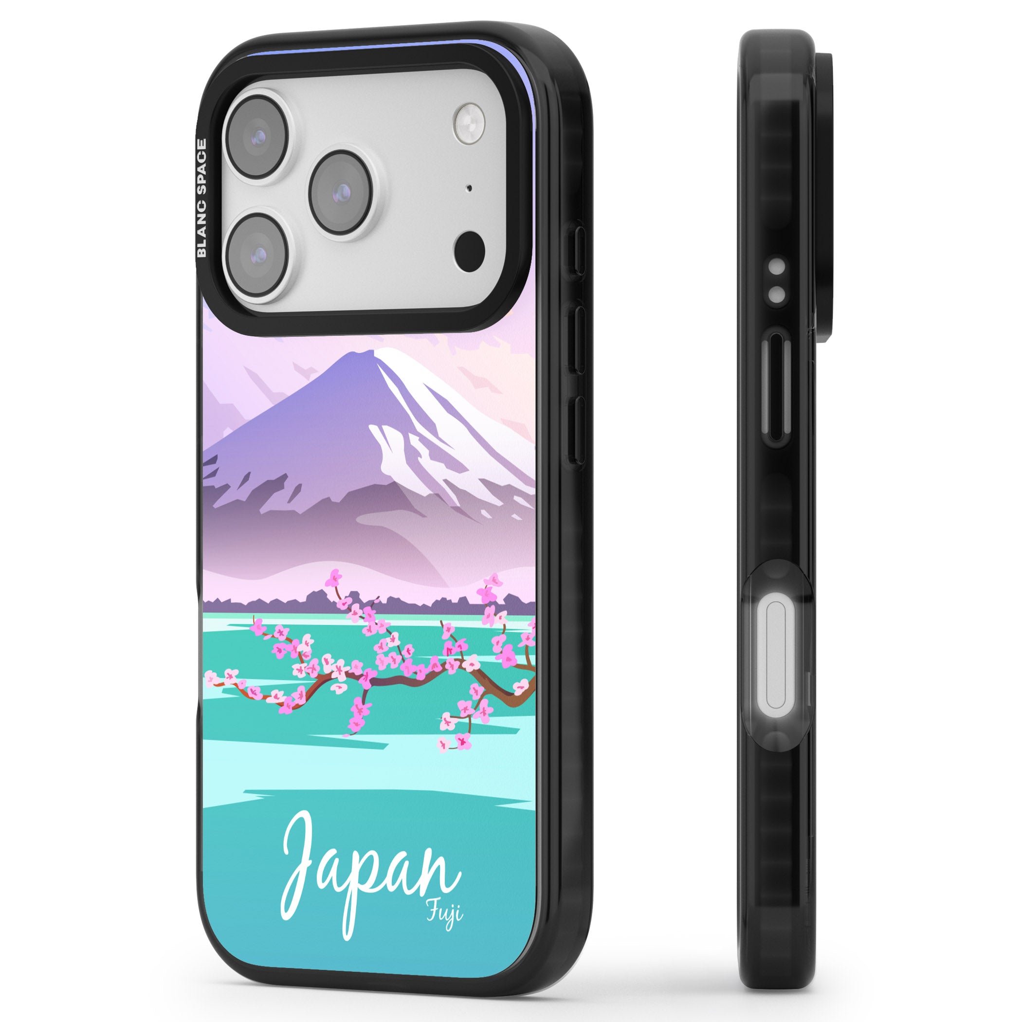 Vintage Travel Poster Japan iPhone 17 Pro Impact Pro Black Phone Case Side Profile