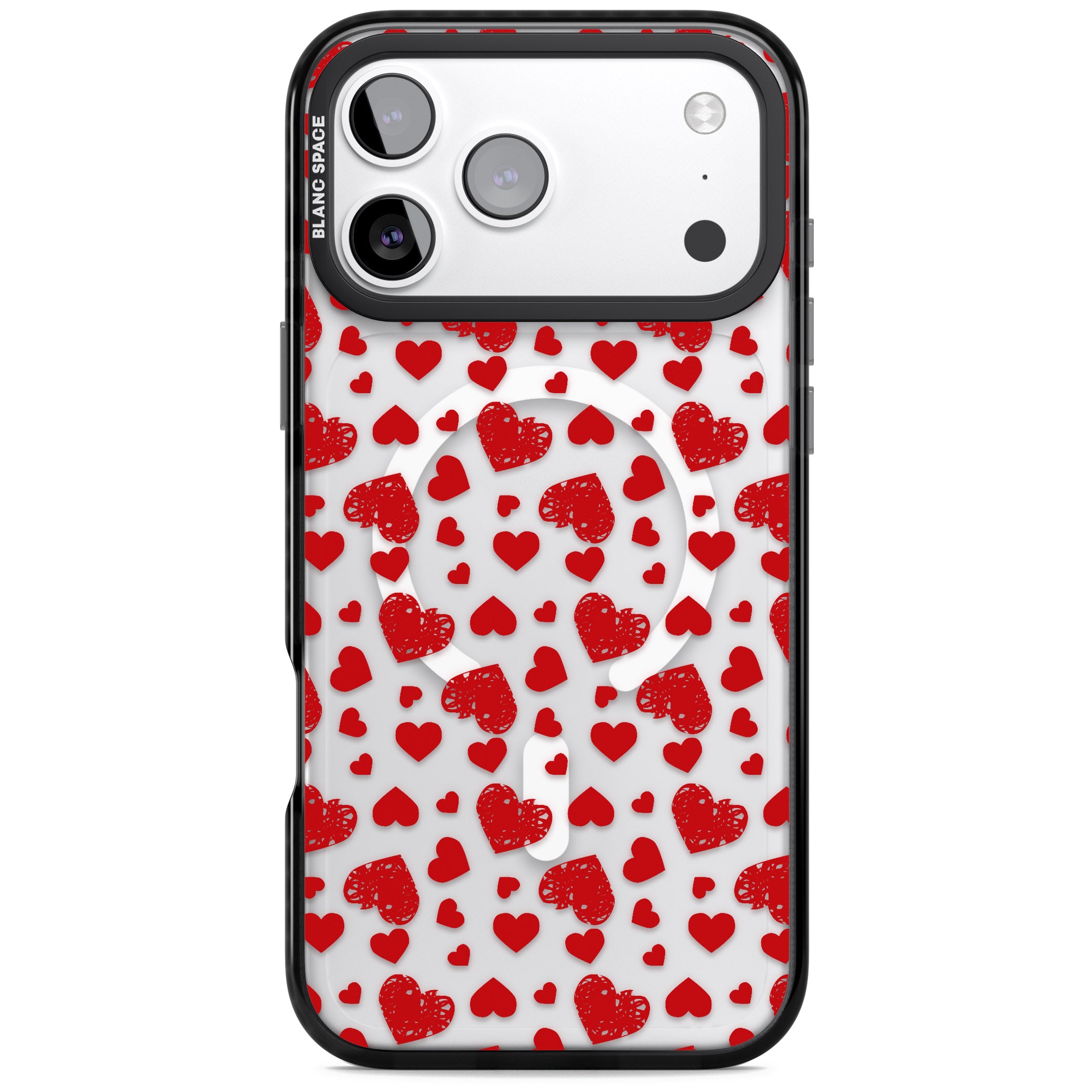 Red Heart Pattern Classic iPhone 17 Pro Max Impact Pro Black Phone Case
