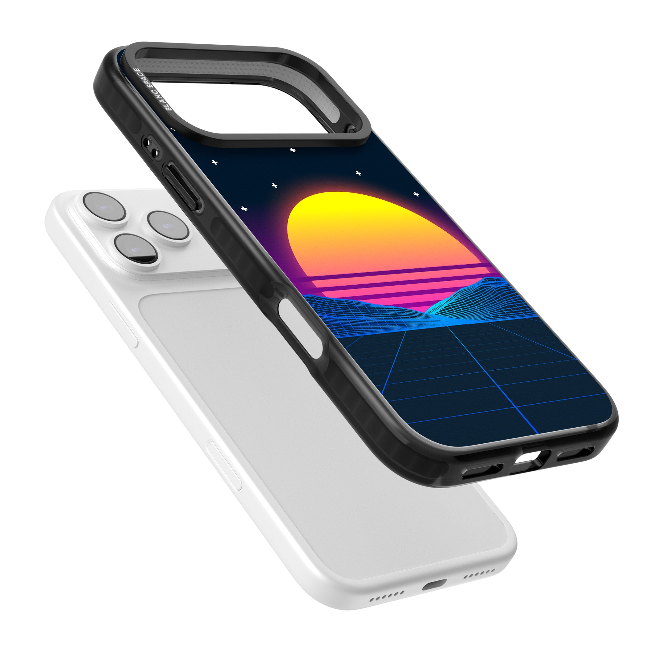 Retro Sunset Vaporwave iPhone 17 Pro Impact Pro Black Phone Case Colours