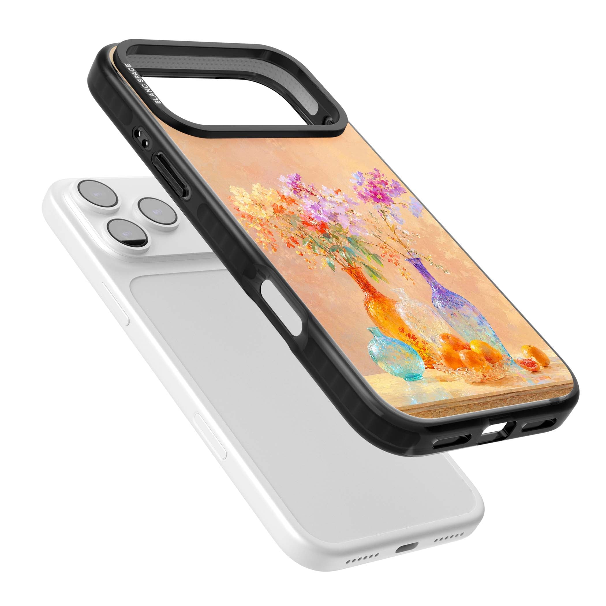 Peach Glass art iPhone case | Black Impact Magsafe case for iPhone 17 Pro, iPhone 17 Pro Max