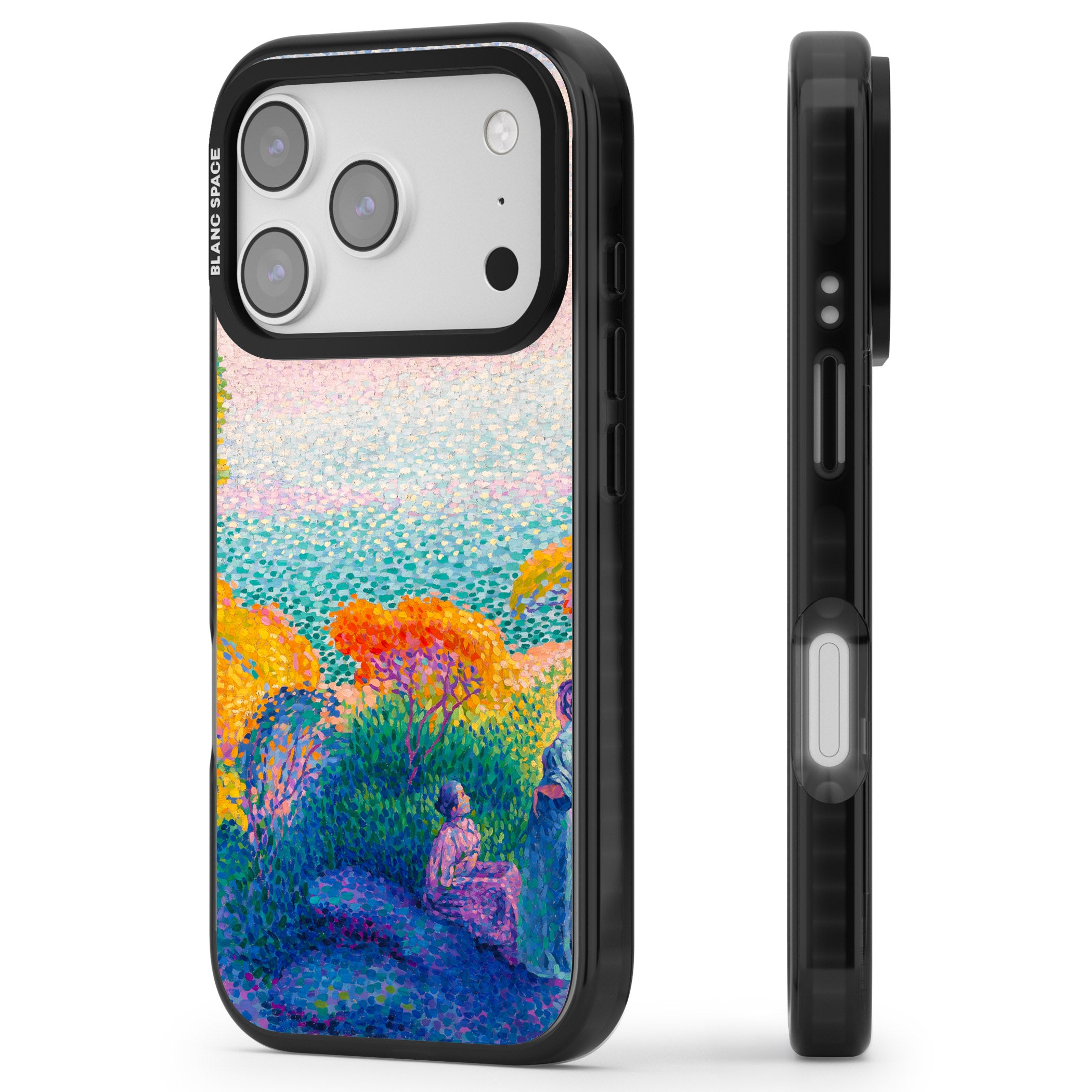 Two Women by the Shore iPhone 17 Pro Max Impact Pro Black Phone Case Side Profile
