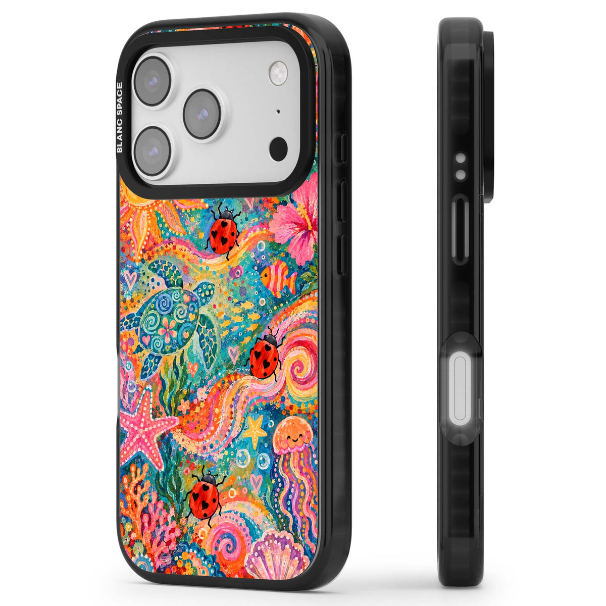 Coral Whimsy for her iPhone case | Black Impact Magsafe case for iPhone 17 Pro, iPhone 17 Pro Max