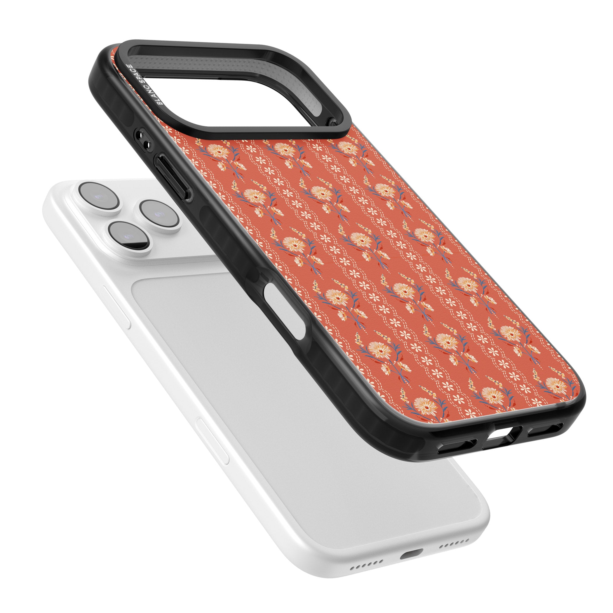 Vintage Terracotta Floral iPhone 17 Pro Impact Pro Black Phone Case Colours