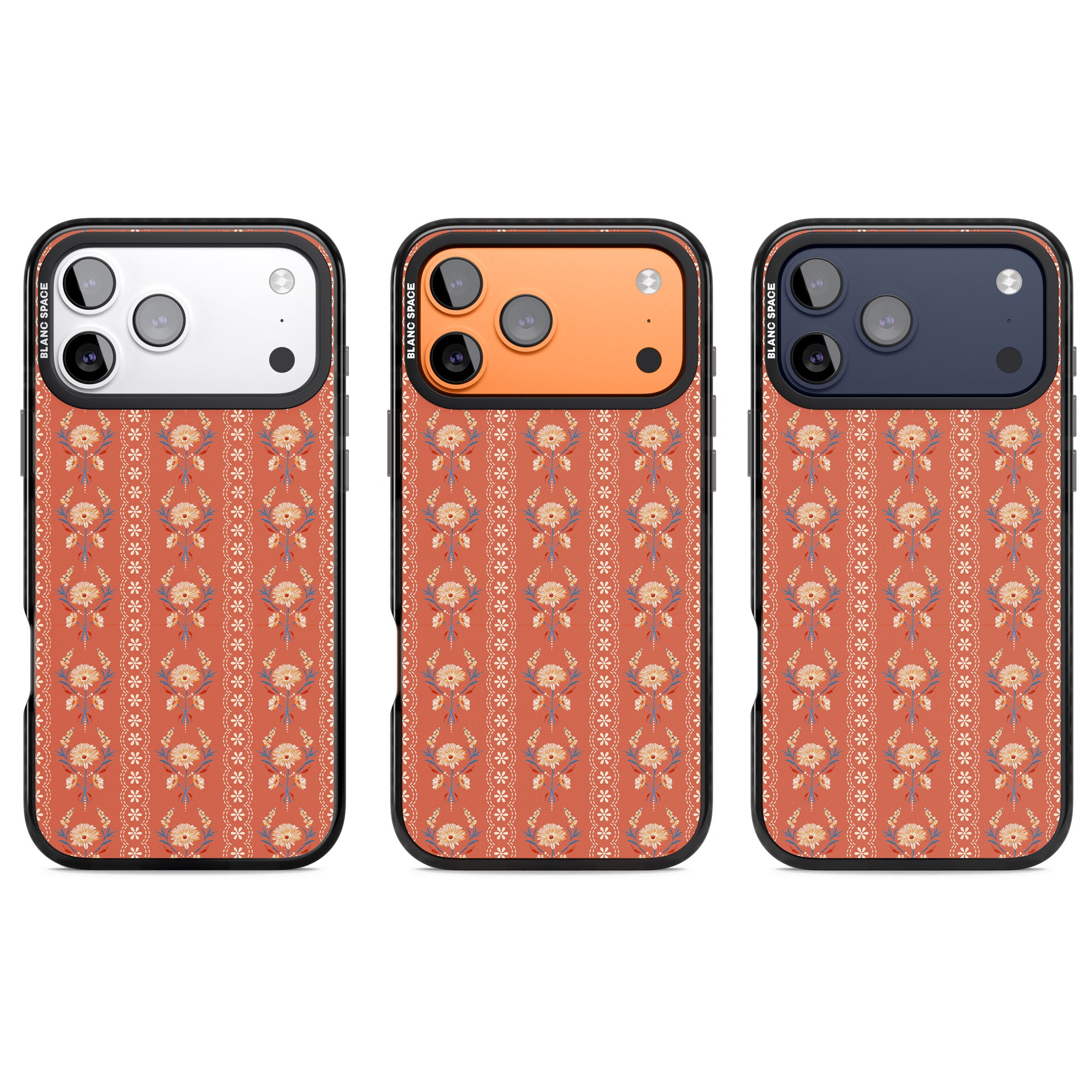 Vintage Terracotta Floral iPhone 17 Pro Impact Pro Black Phone Case APT Impact Protection