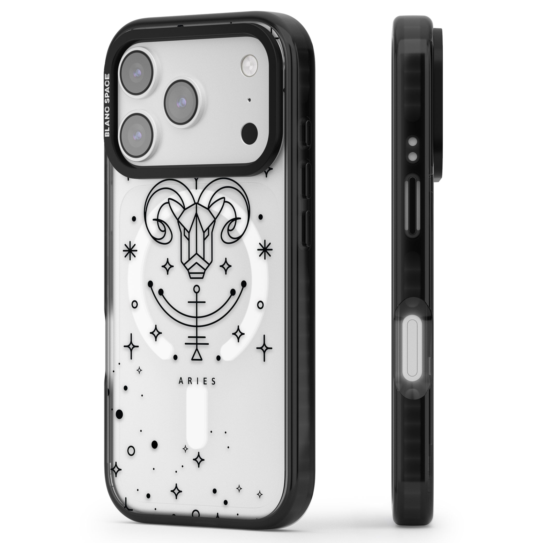 Aries Emblem iPhone 17 Pro Impact Pro Black Phone Case Side Profile