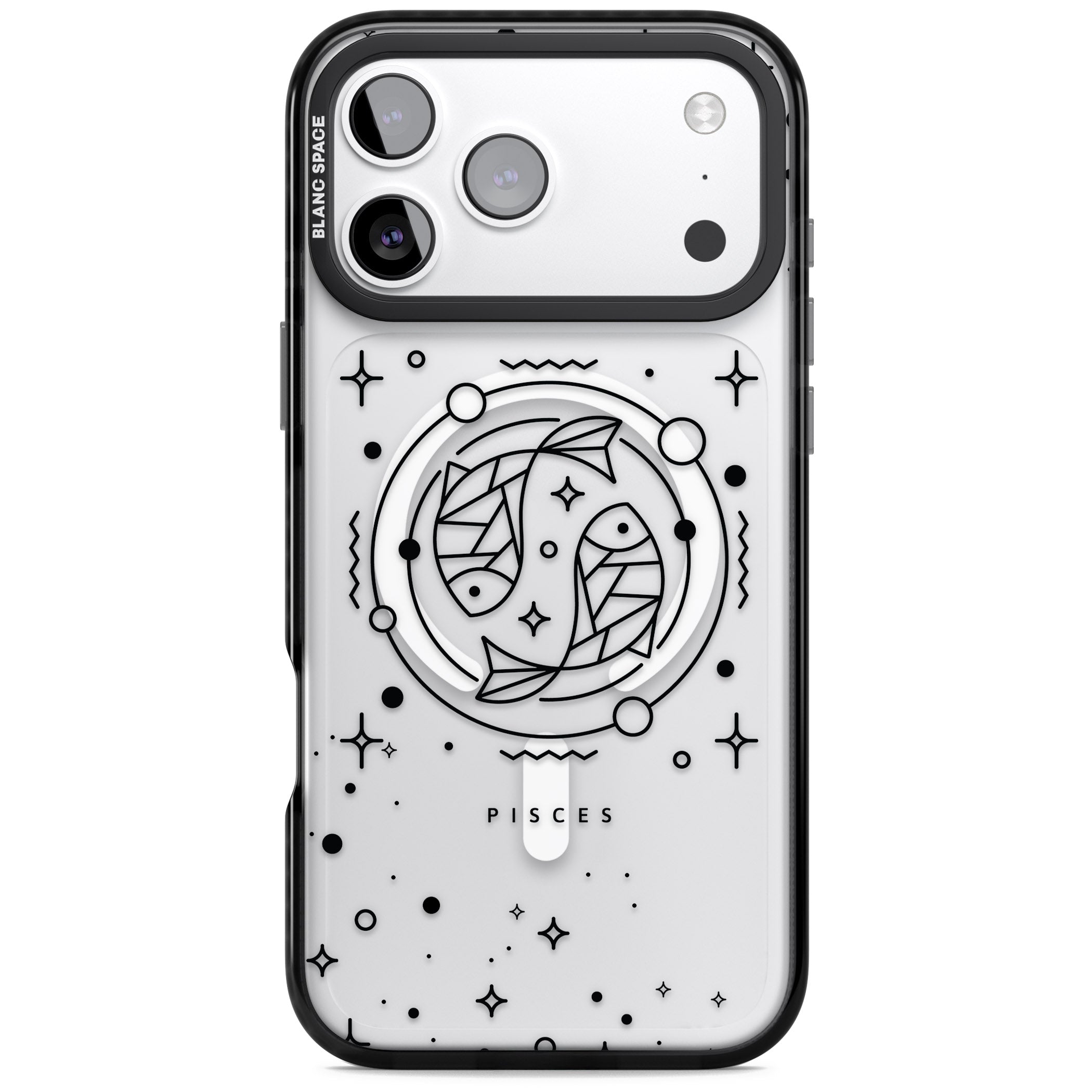 Pisces Emblem Transparent iPhone 17 Pro Impact Pro Black Phone Case