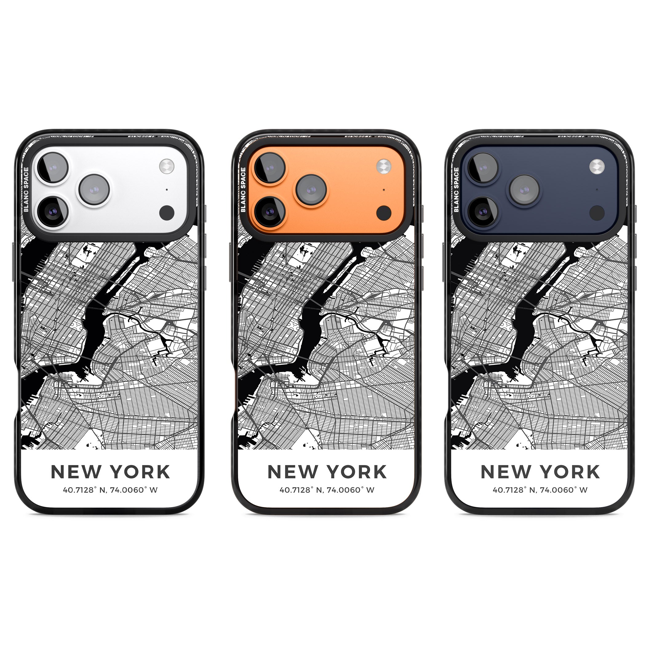 New York Map iPhone 17 Pro Impact Black Phone Case APT Impact Protection