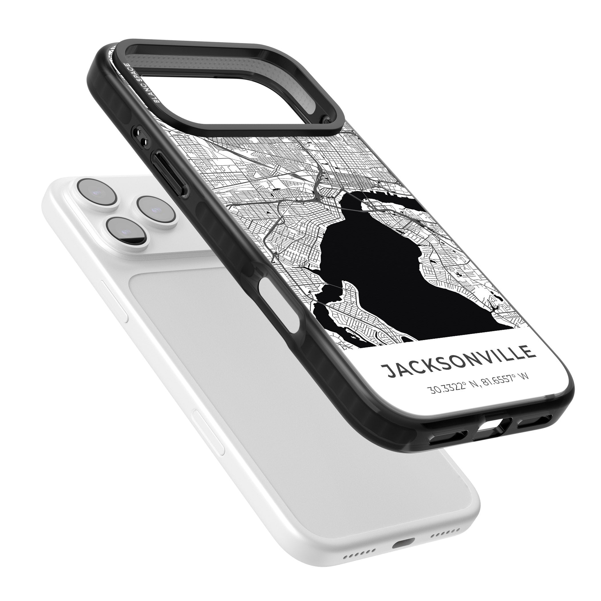 Jacksonville Map iPhone 17 Pro Impact Black Phone Case Colours