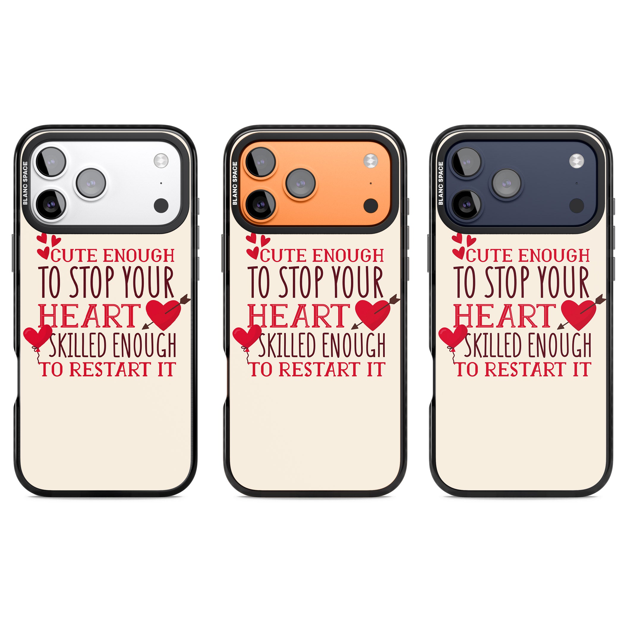 Cute Enough To Stop Your Heart iPhone 17 Pro Impact Black Phone Case APT Impact Protection