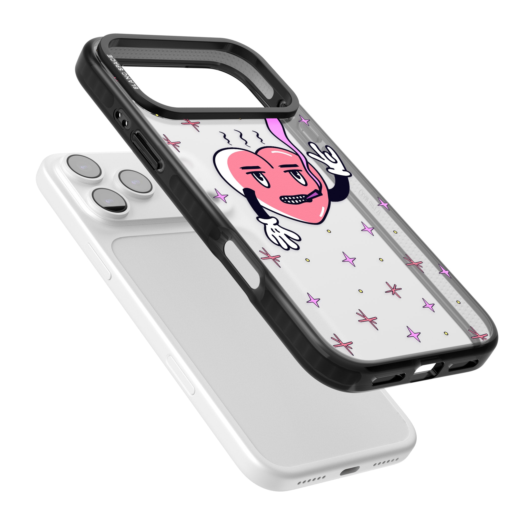 Quirky Heart iPhone 17 Pro Impact Black Phone Case Colours