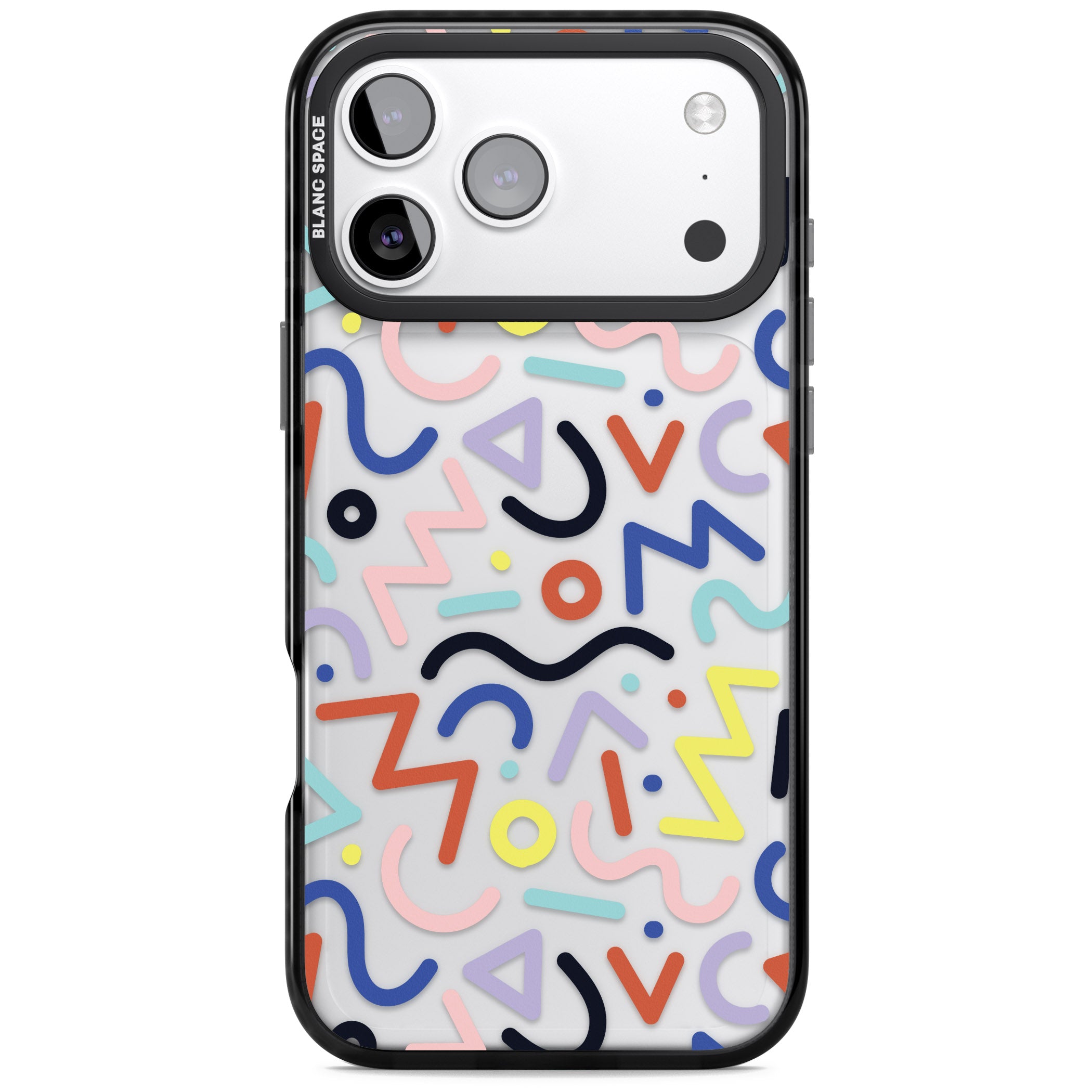 Memphis Retro Pattern iPhone 17 Pro Impact Black Phone Case