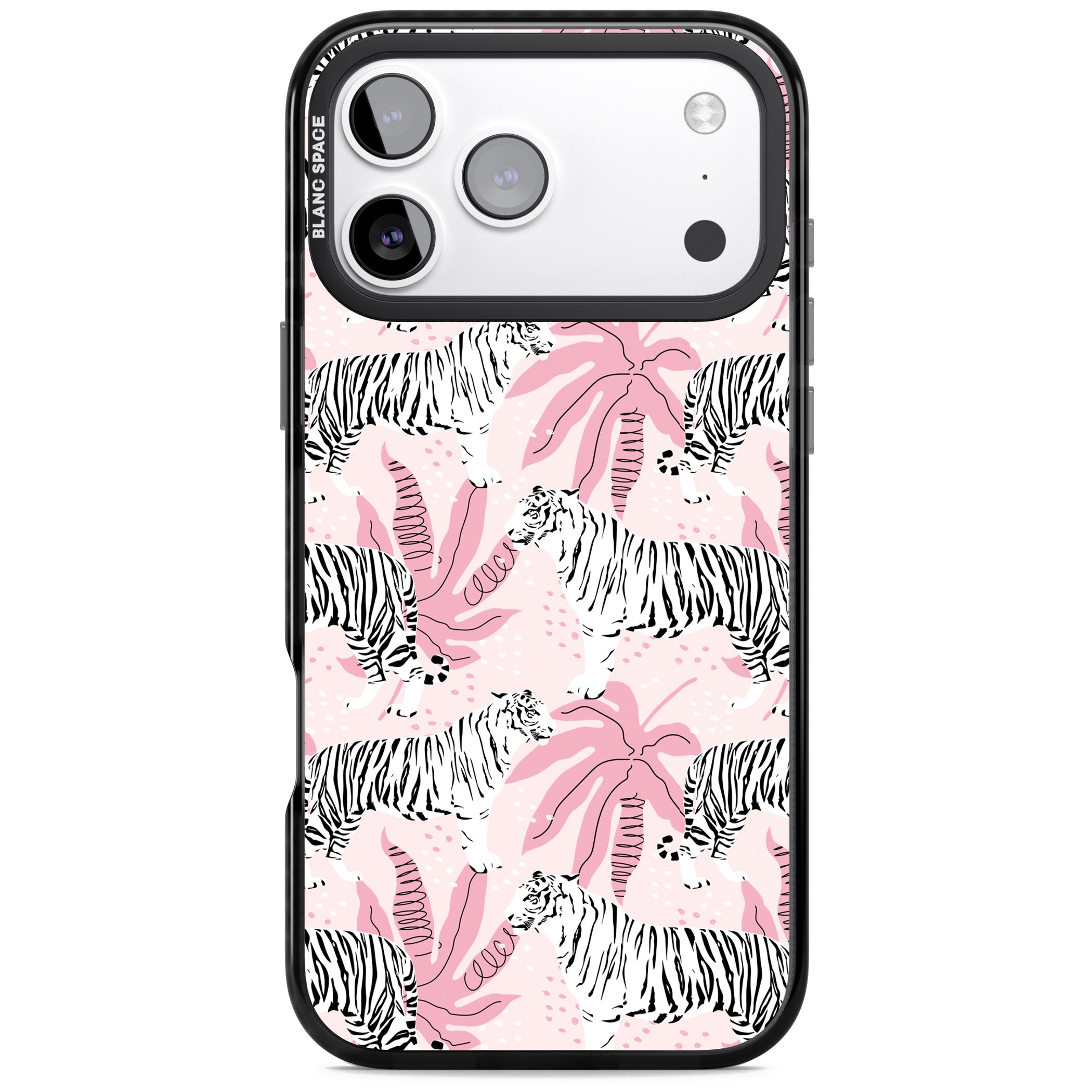 Pink Tiger Palm iPhone 17 Pro Impact Black Phone Case