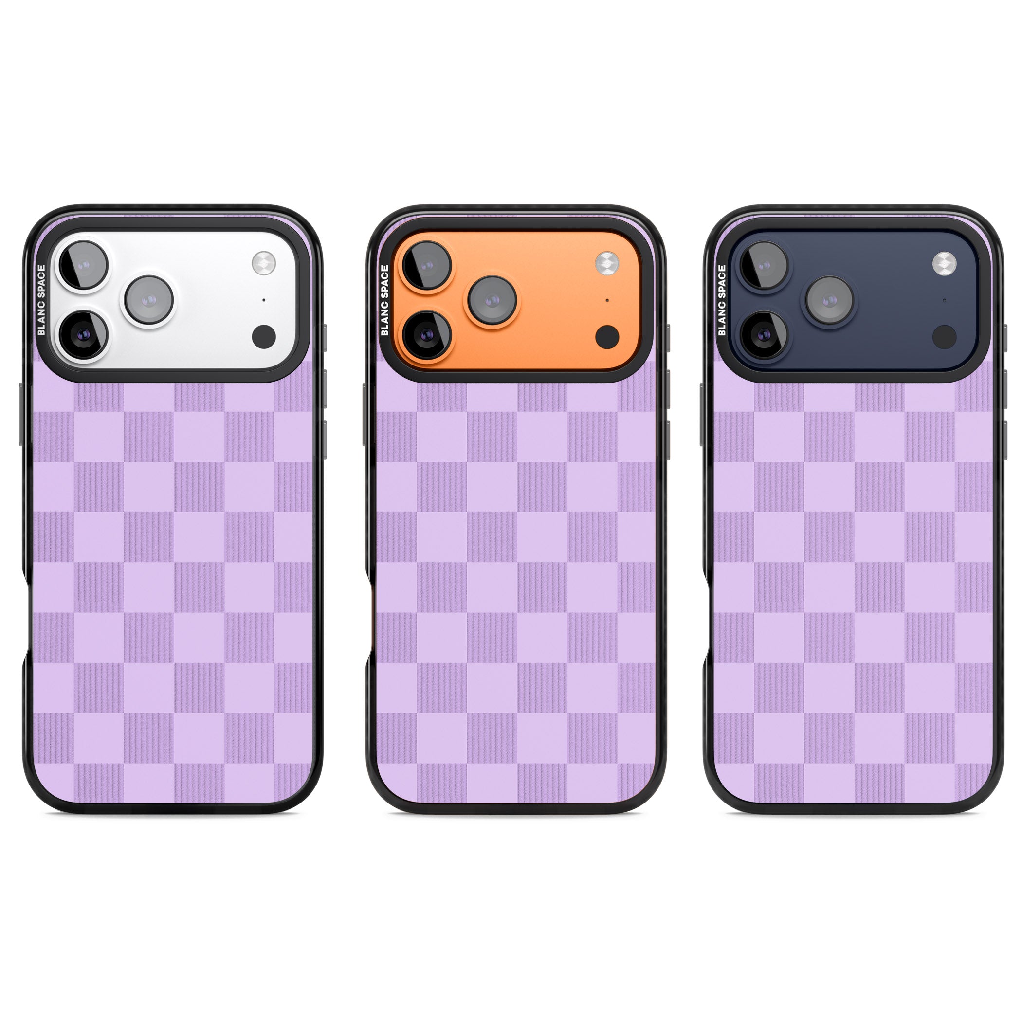 Lilac Checkered iPhone 17 Pro Impact Black Phone Case APT Impact Protection