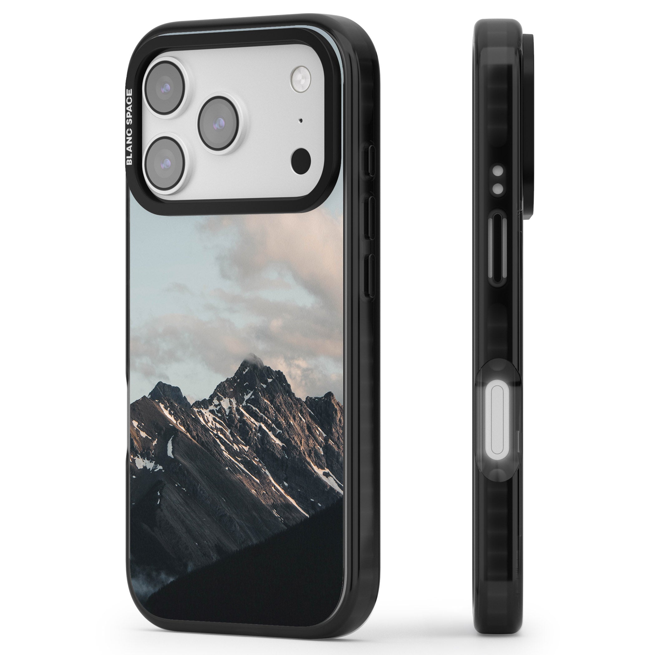 Twilight Mountain iPhone 17 Pro Impact Black Phone Case Side Profile