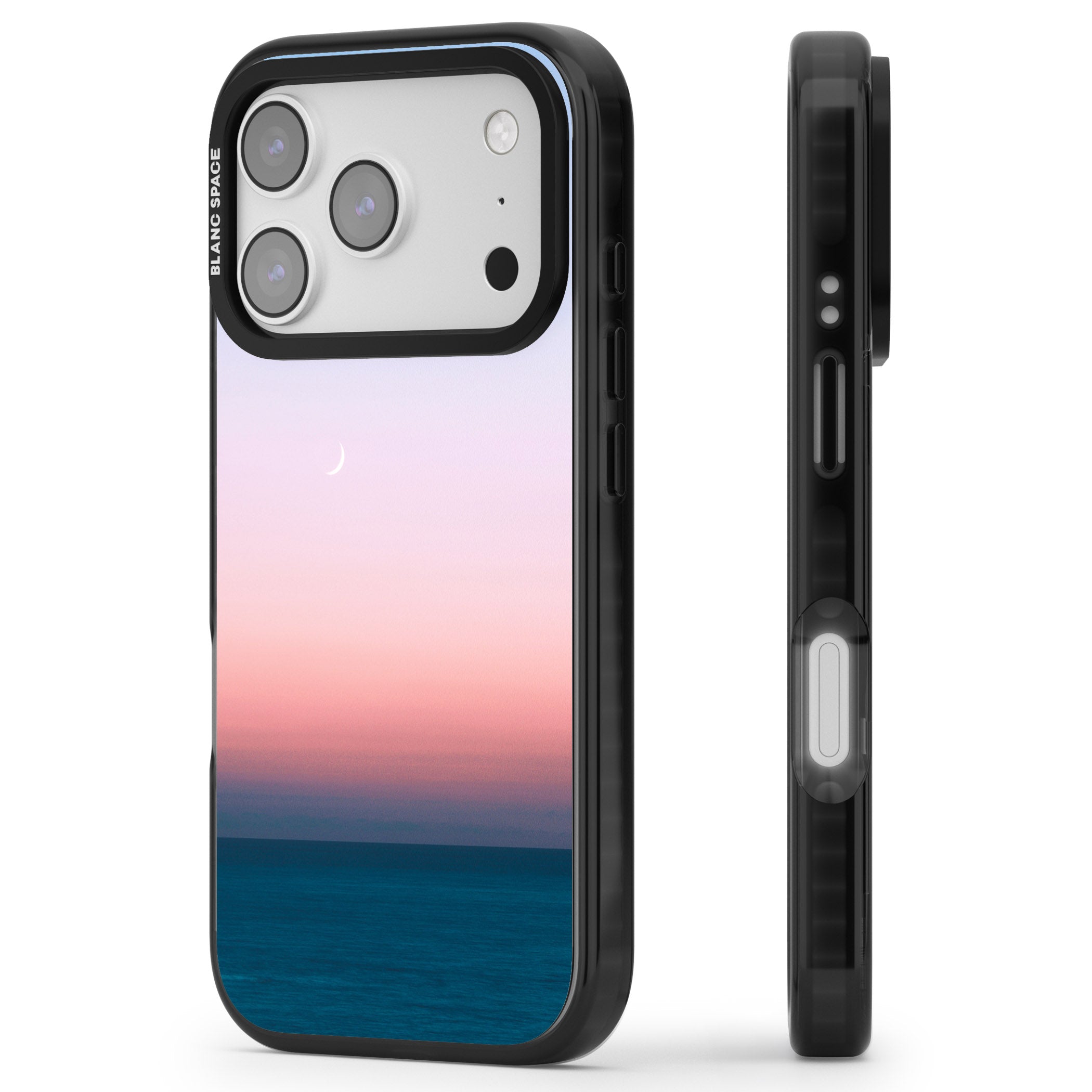 Pastel Ocean Sunset iPhone 17 Pro Impact Black Phone Case Side Profile