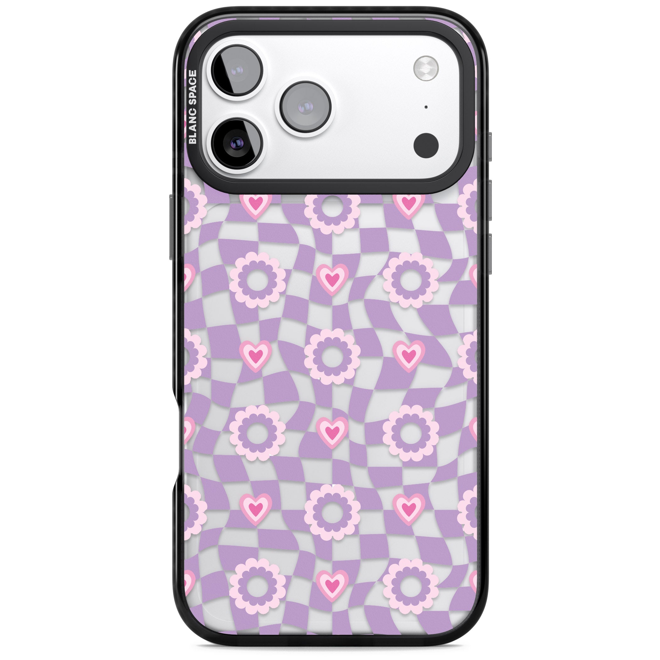 Checkered Love Pattern iPhone 17 Pro Impact Black Phone Case