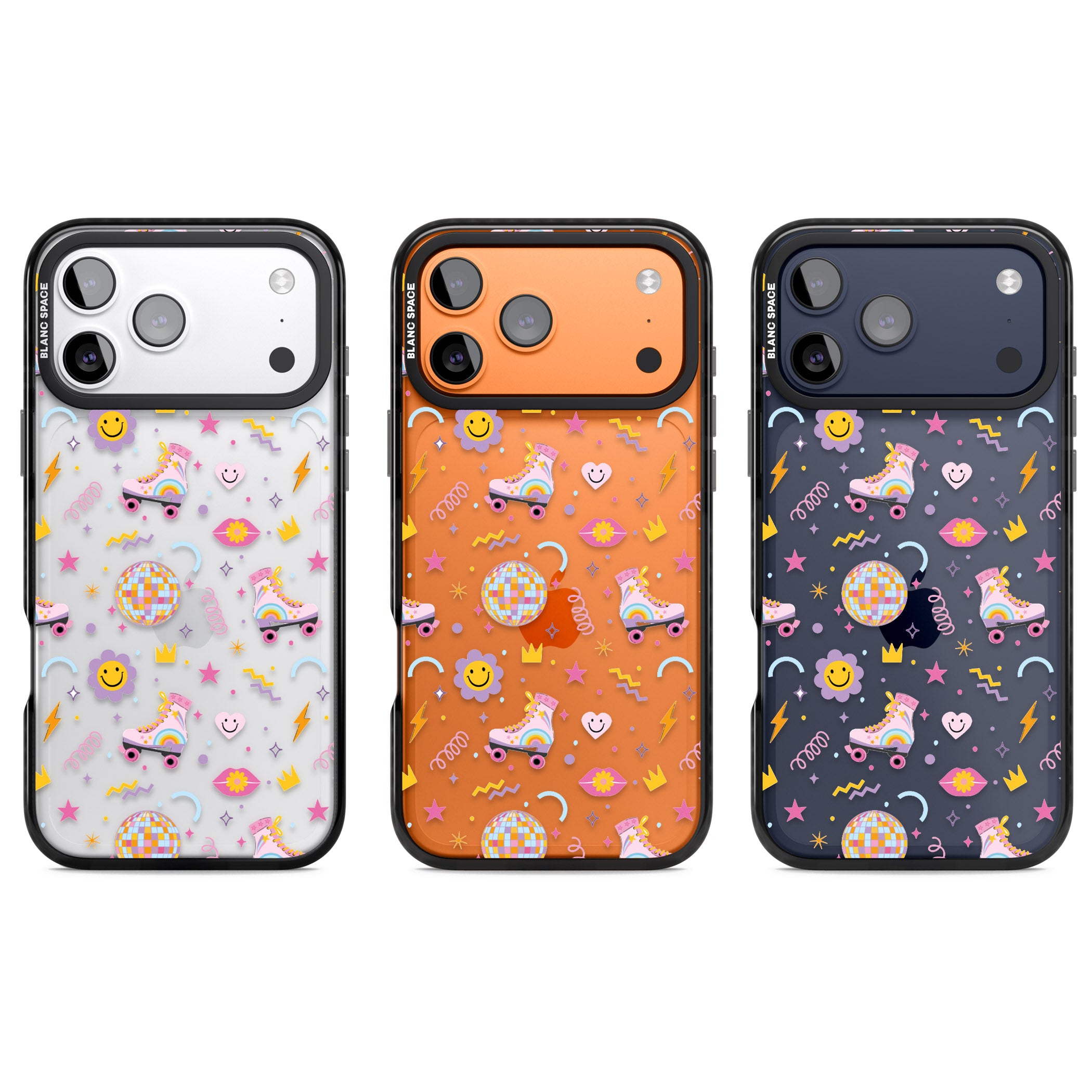 Roller Disco Pattern iPhone 17 Pro Impact Black Phone Case APT Impact Protection
