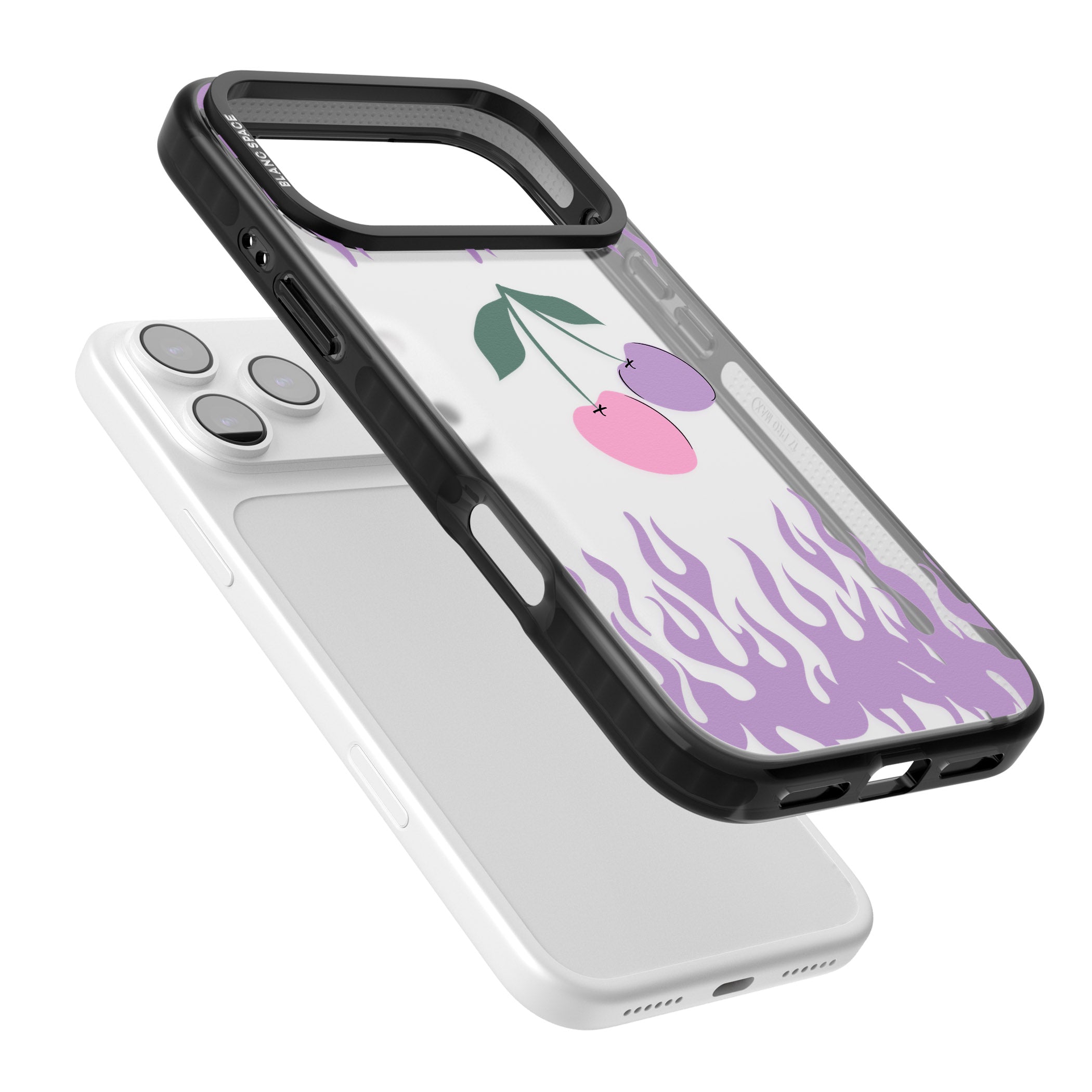 Cherries N' Flames iPhone 17 Pro Impact Black Phone Case Colours