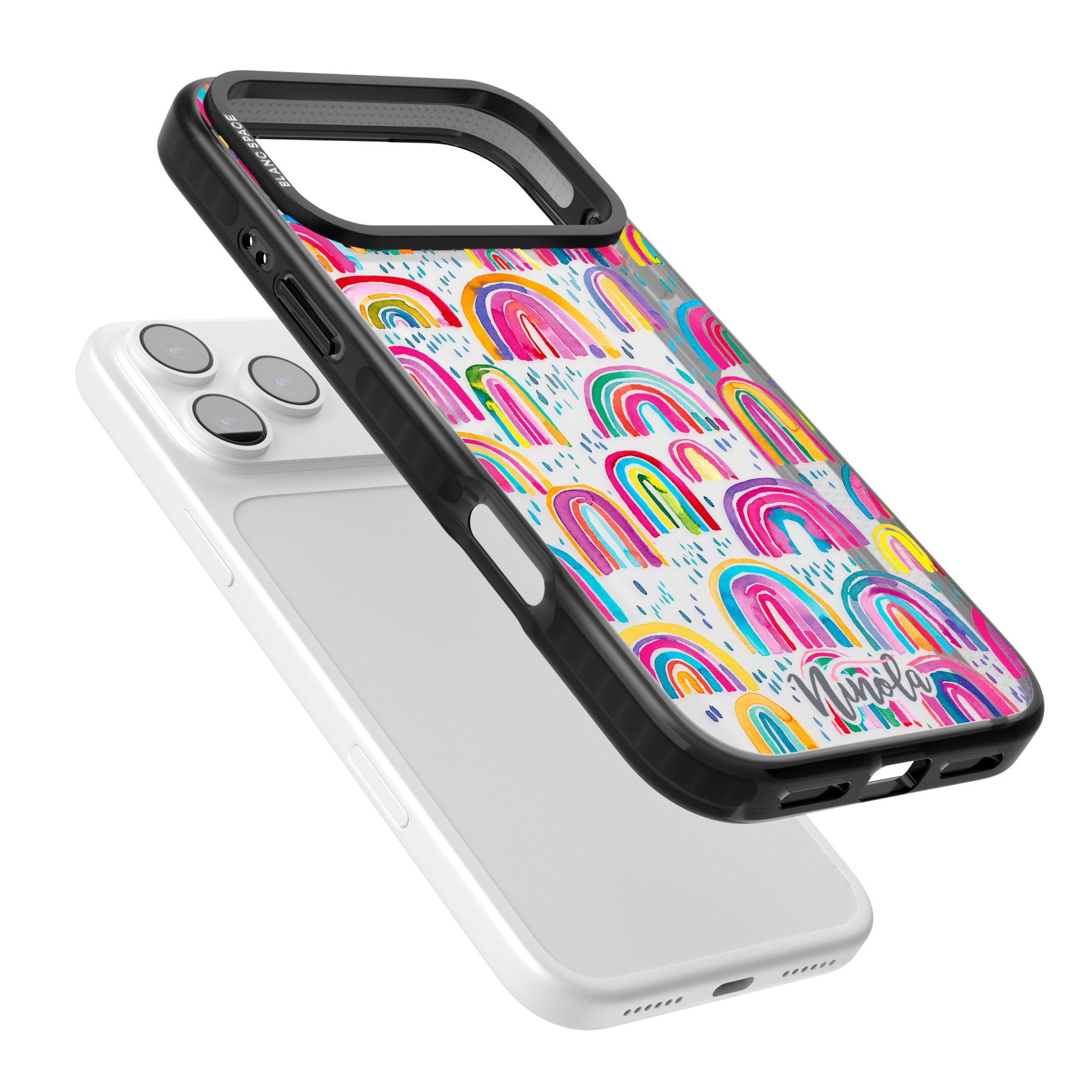 Watercolor Rainbow iPhone 17 Pro Max Impact Black Phone Case Colours