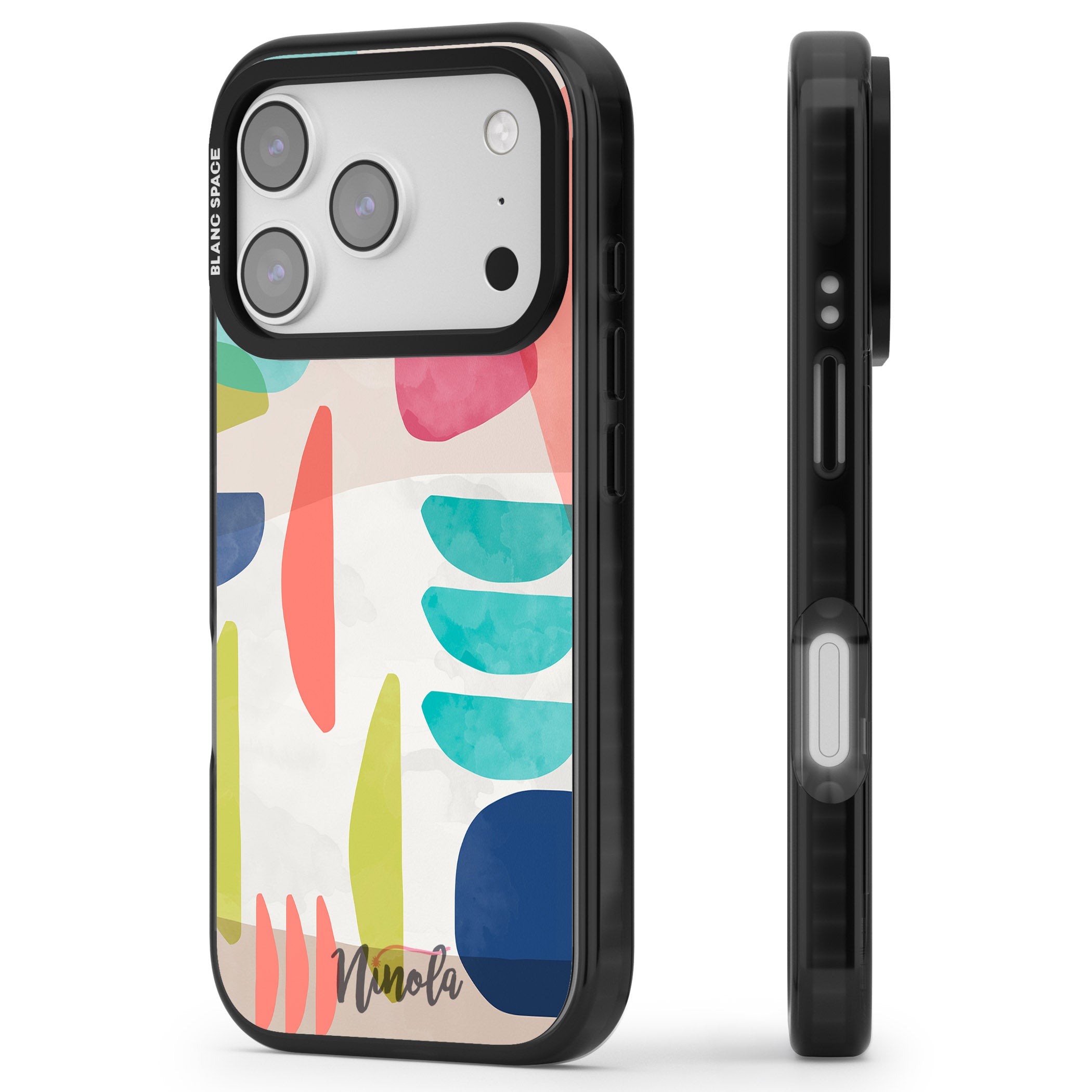 Bold Colorful Shapes iPhone 17 Pro Max Impact Black Phone Case Side Profile