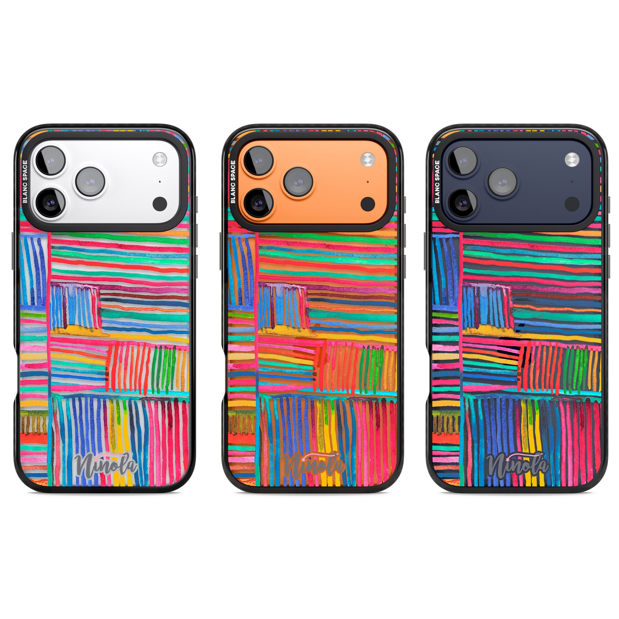 Vibrant Watercolor Lines iPhone 17 Pro Impact Black Phone Case APT Impact Protection