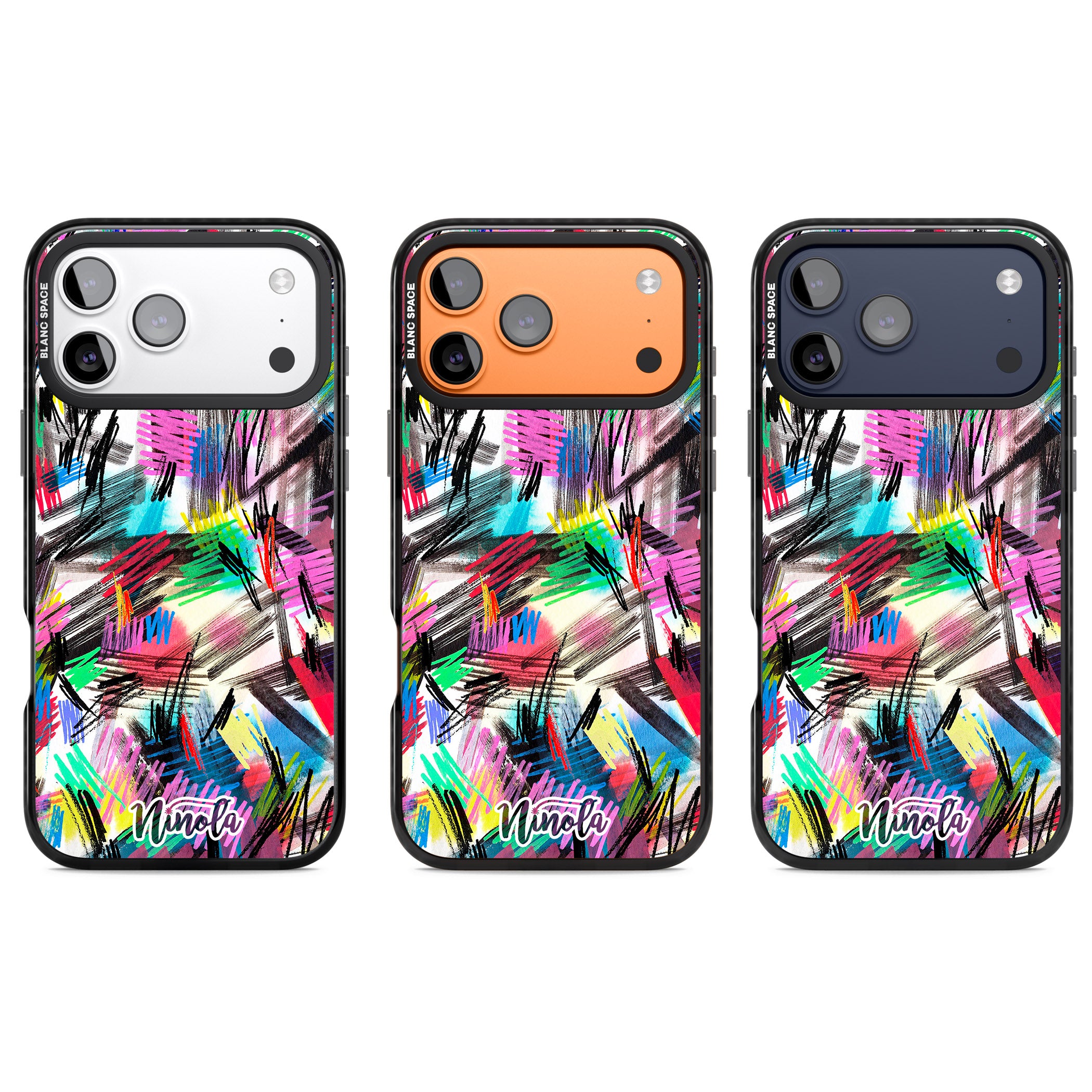 Wild Strokes Rainbow iPhone 17 Pro Impact Black Phone Case APT Impact Protection
