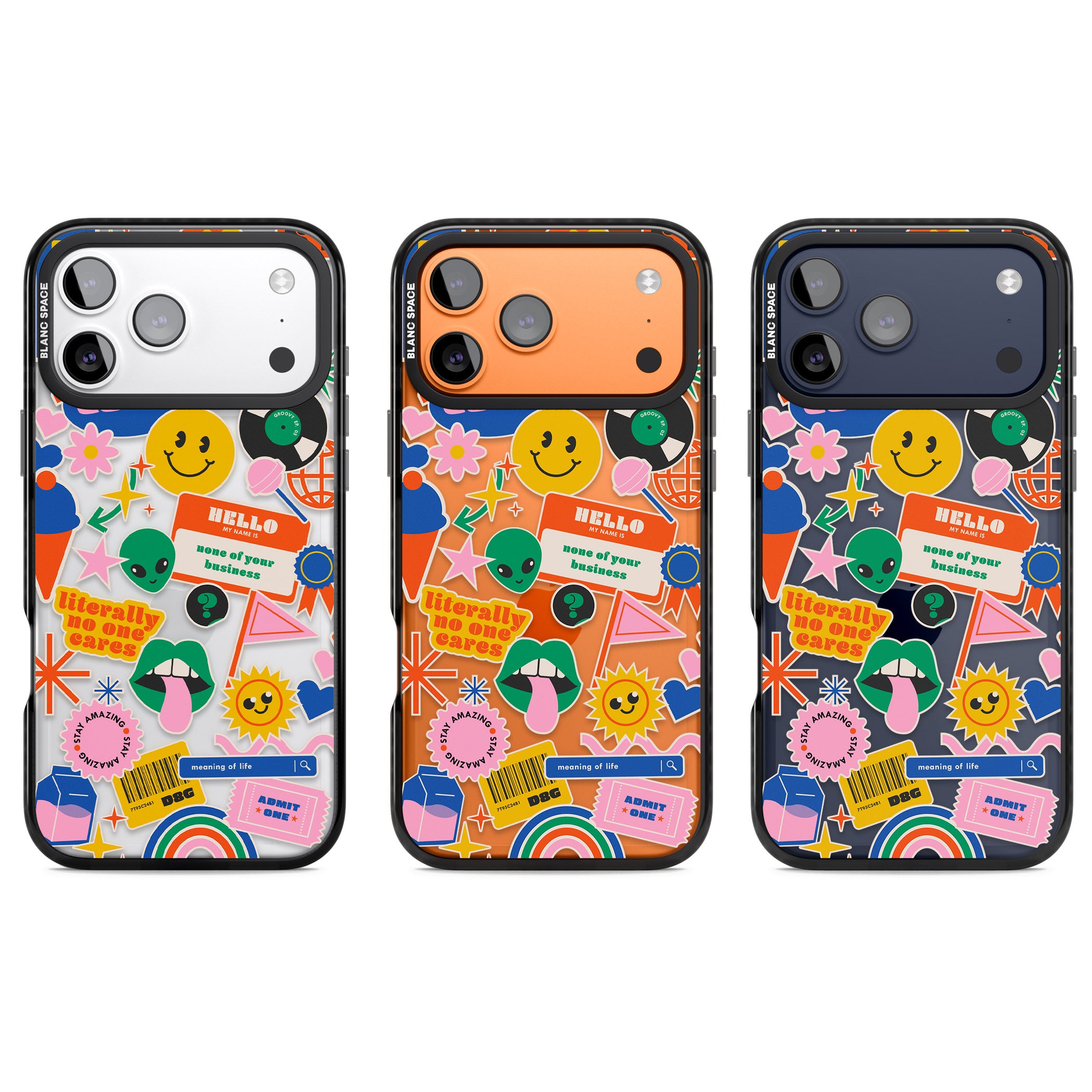 Nostalgic Sticker Vibes iPhone 17 Pro Impact Black Phone Case APT Impact Protection
