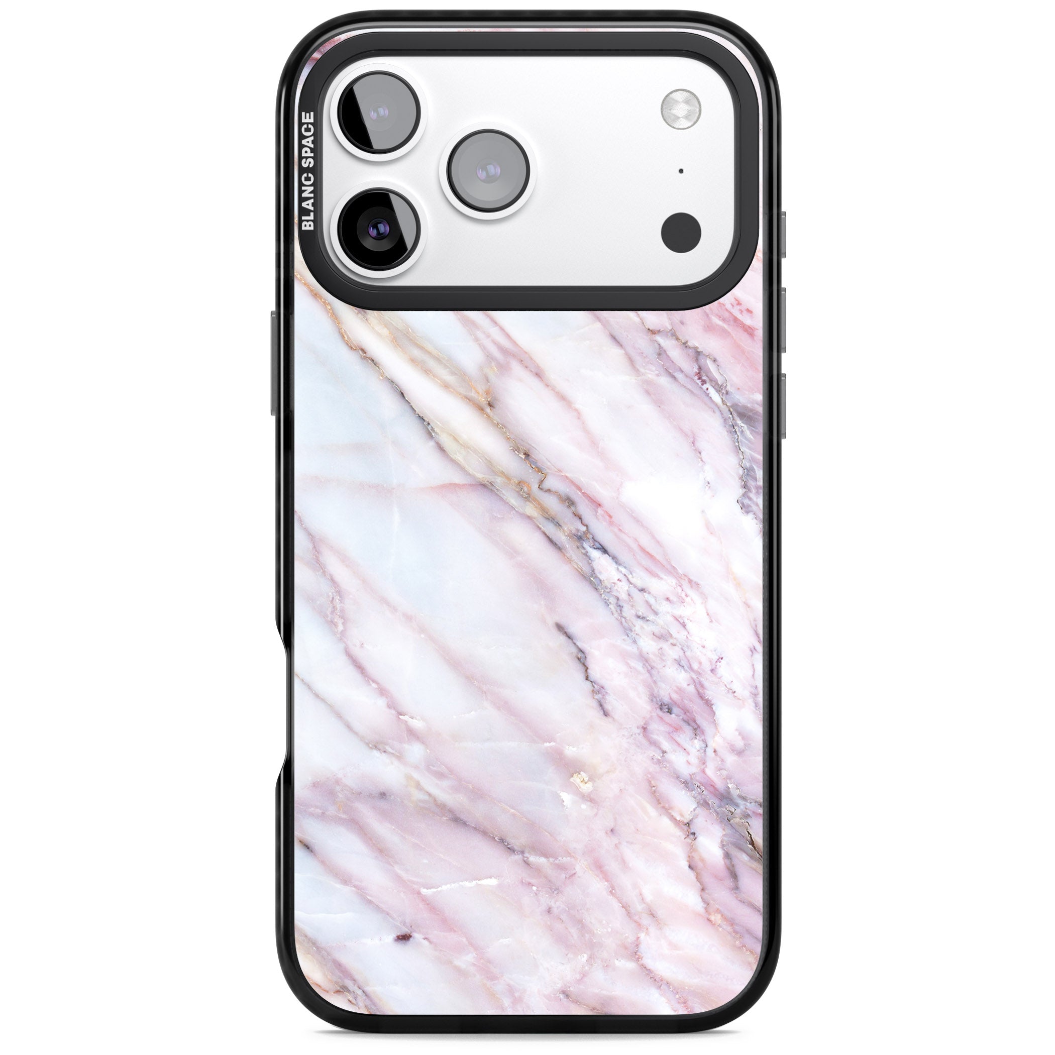 Blush Marble Glow iPhone 17 Pro Impact Black Phone Case