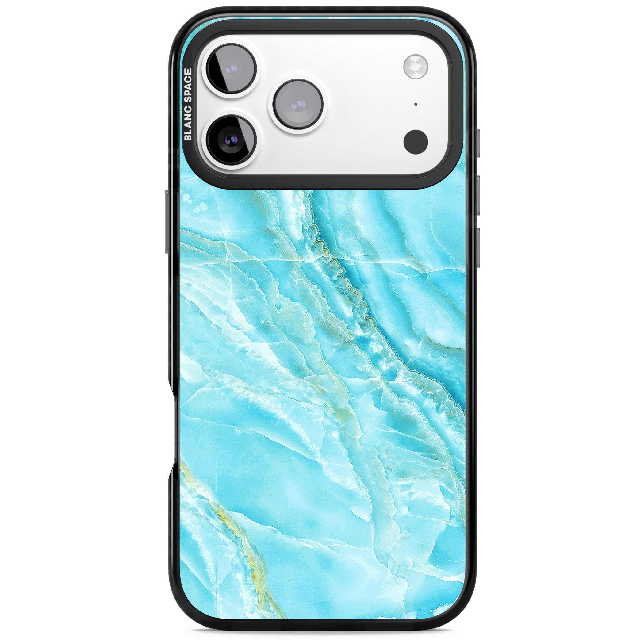 Blue Onyx Marble iPhone 17 Pro Impact Black Phone Case