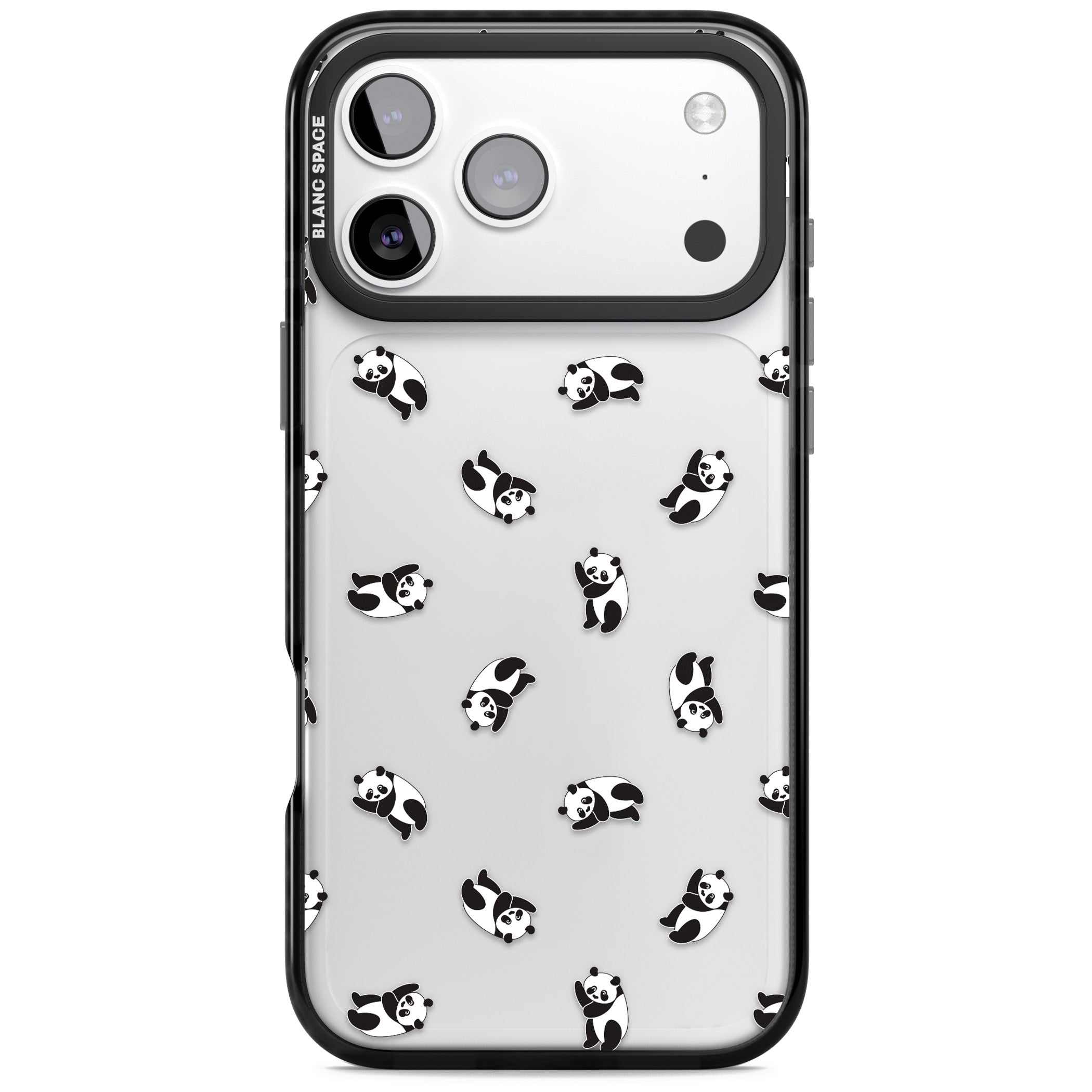 Tiny Panda Pattern iPhone 17 Pro Impact Black Phone Case