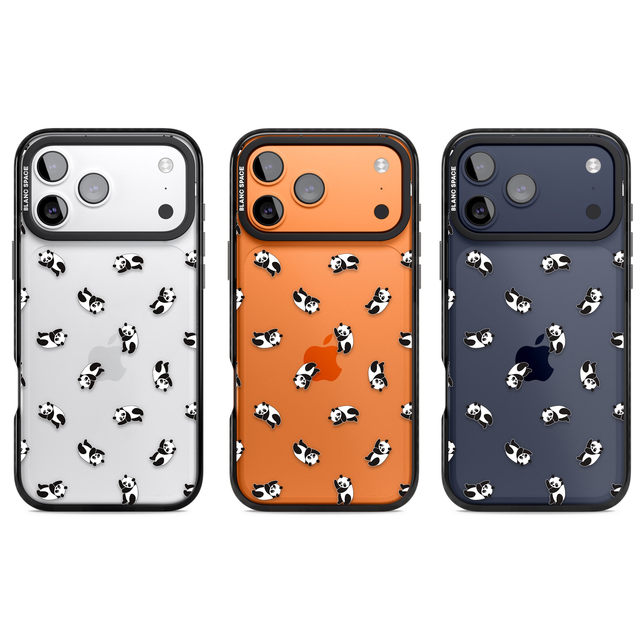 Tiny Panda Pattern iPhone 17 Pro Impact Black Phone Case APT Impact Protection