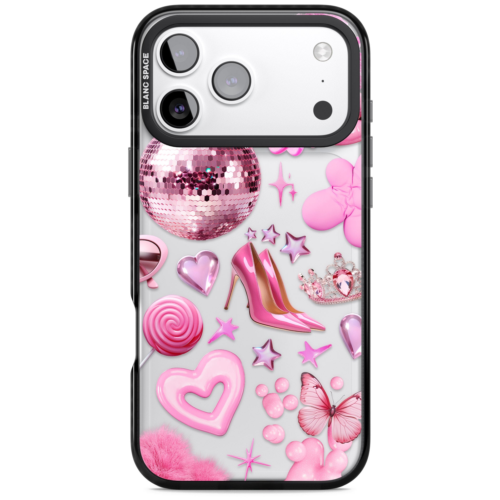 Pink Glam iPhone 17 Pro Impact Black Phone Case