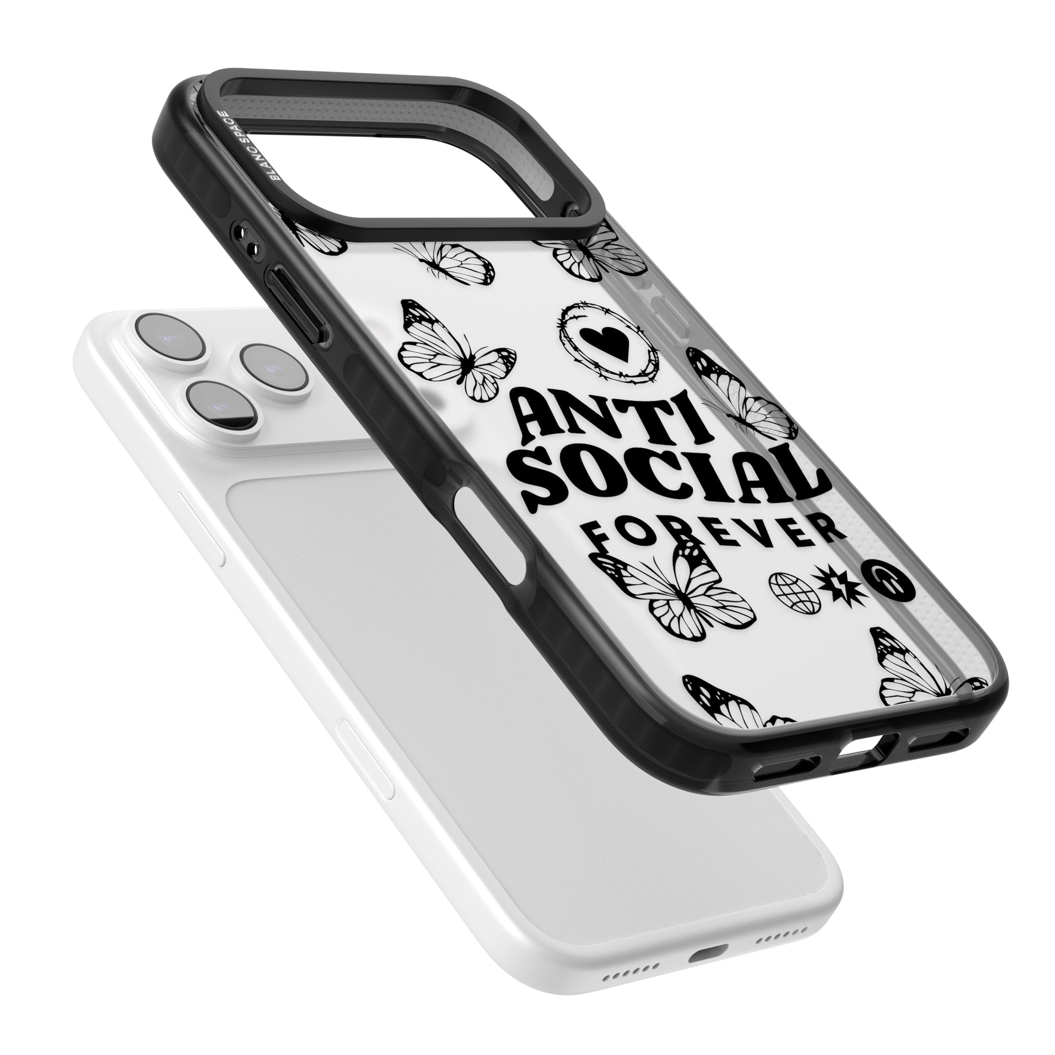 Anti Social Forever iPhone 17 Pro Impact Black Phone Case Colours