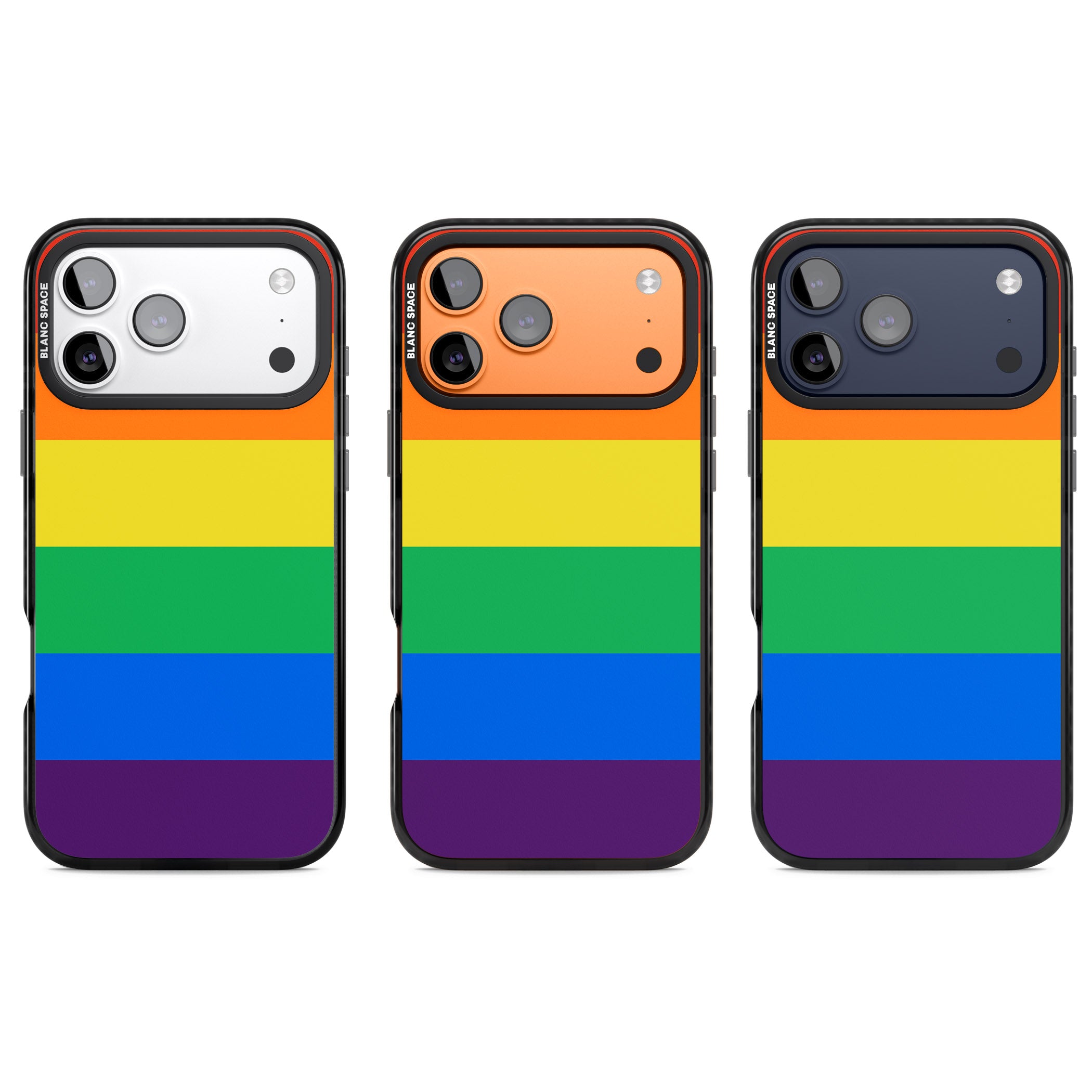 Rainbow Stripes iPhone 17 Pro Impact Black Phone Case APT Impact Protection