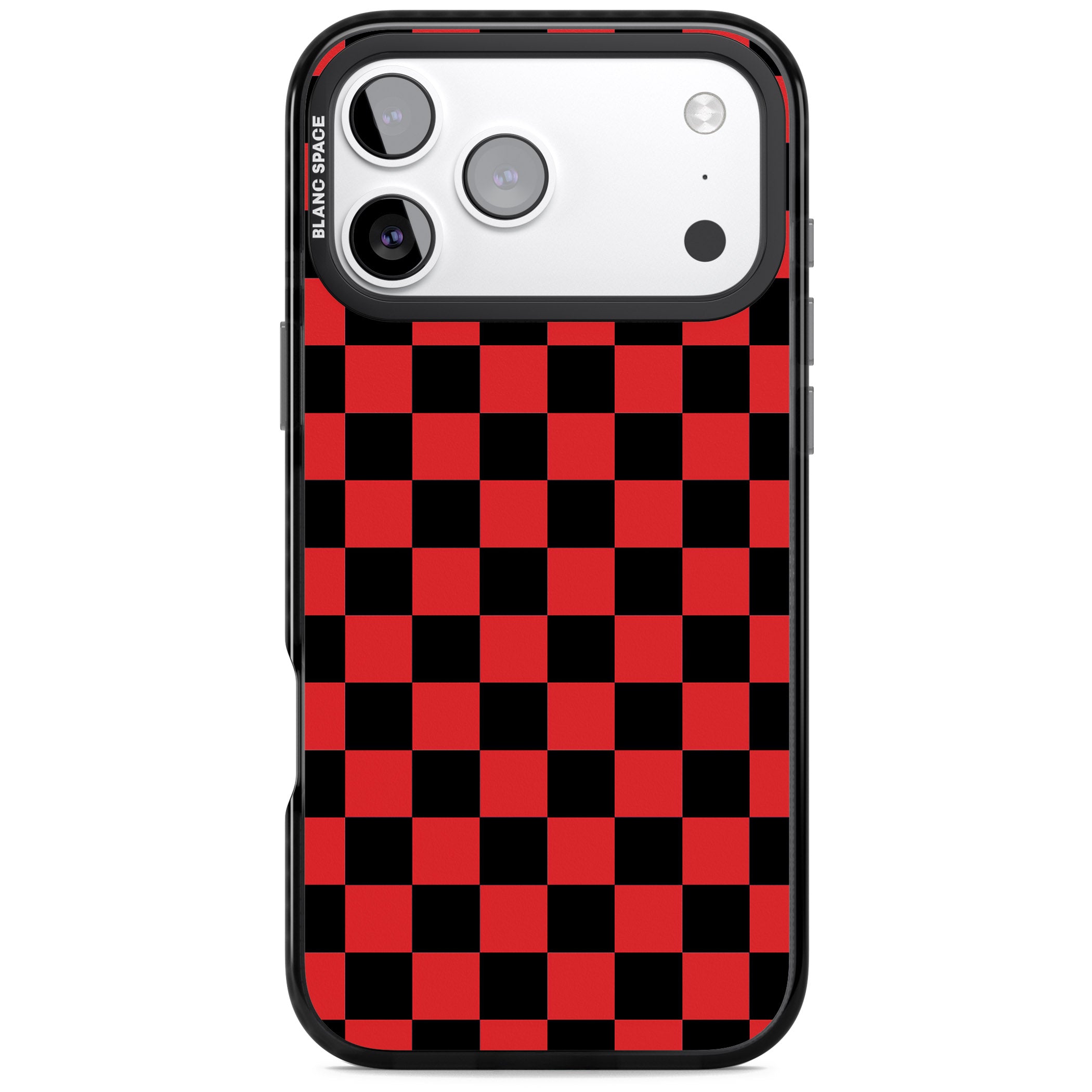 Red Black Checkered iPhone 17 Pro Impact Black Phone Case