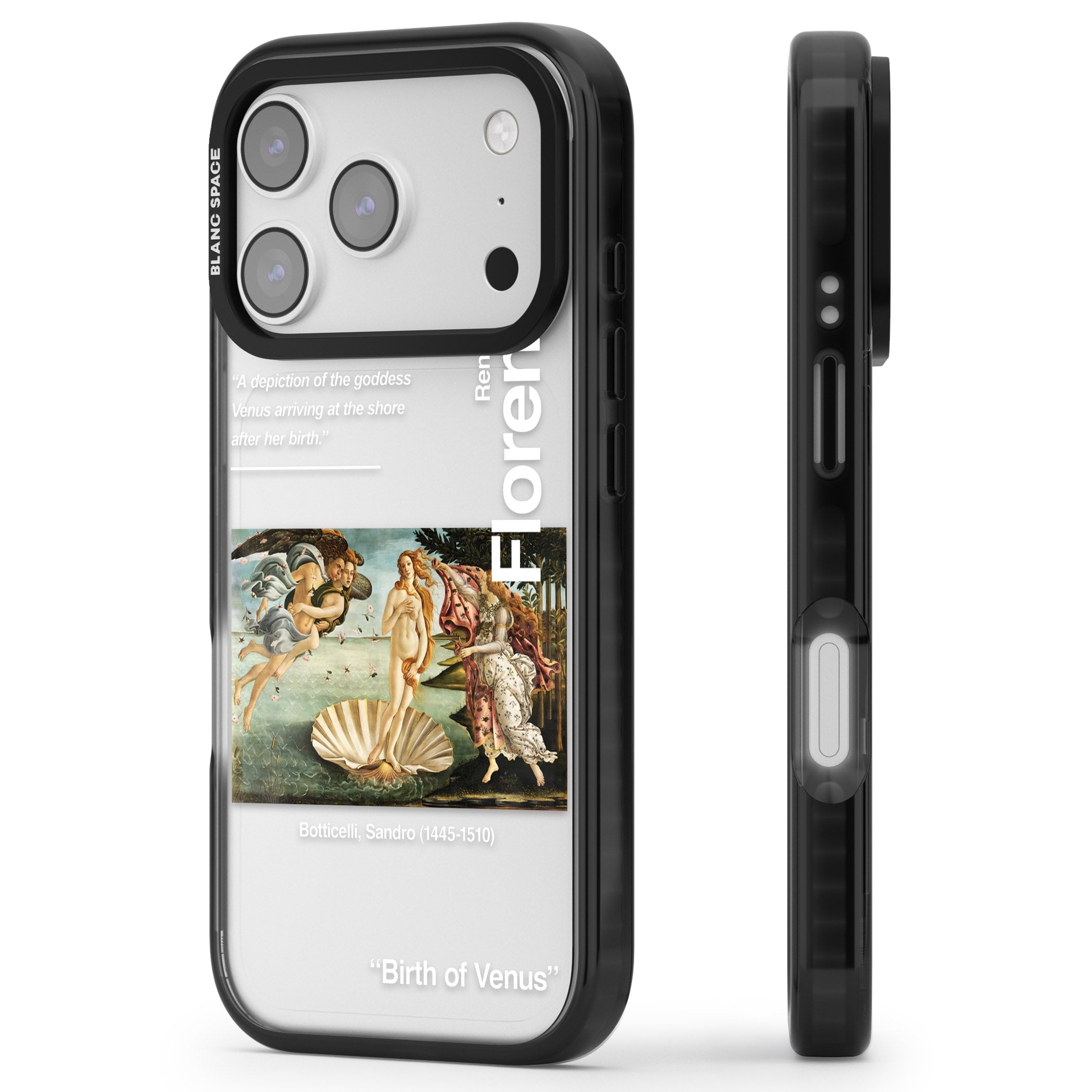 Birth Of Venus iPhone 17 Pro Impact Black Phone Case Side Profile