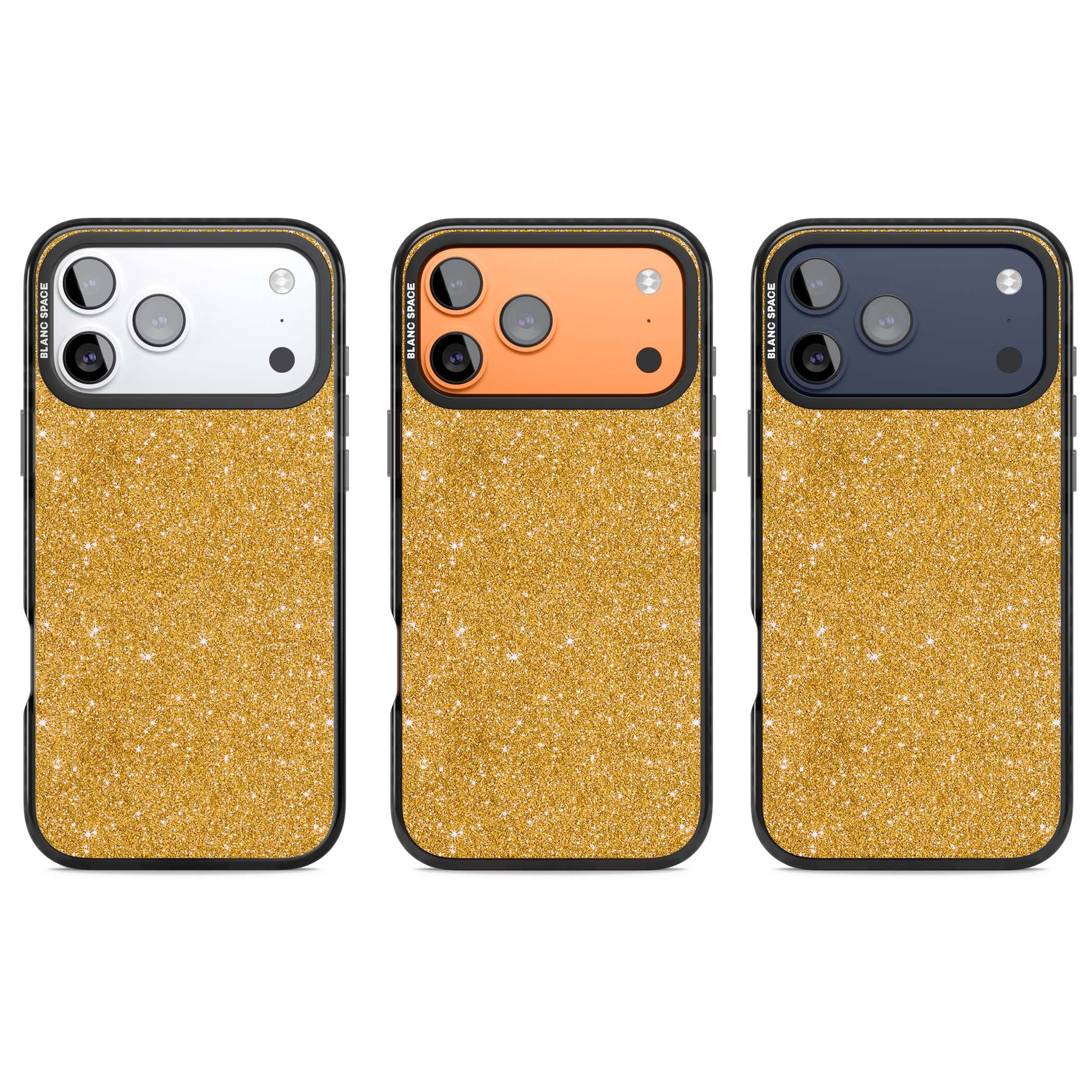Gold Glitter gold glitter iPhone case featuring a shimmering sparkle wallpaper design in luxury gold | Clear Impact case for iPhone 17 Pro, iPhone 17 Pro Max