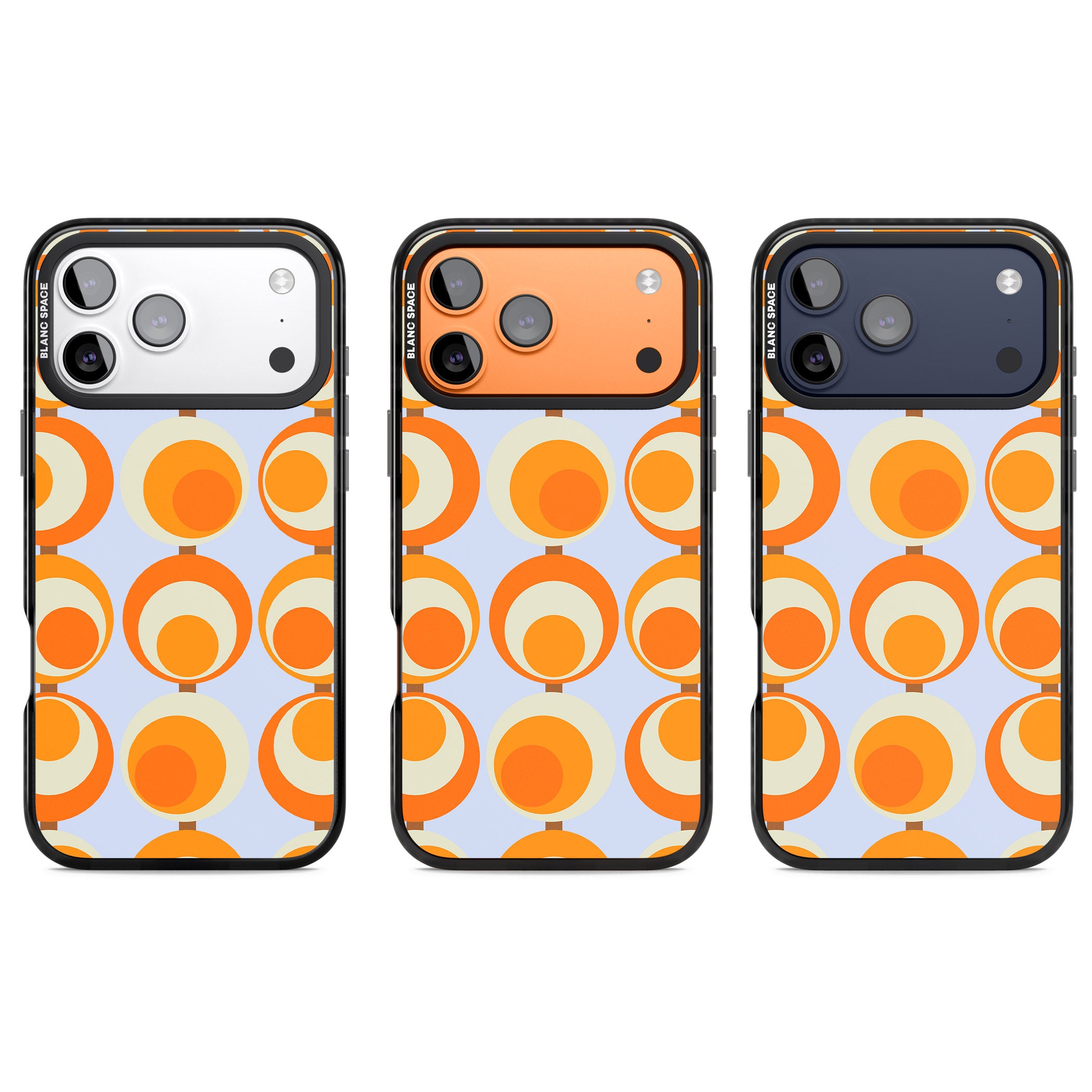 Mid Century Blue Orange Pattern iPhone 17 Pro Impact Black Phone Case APT Impact Protection