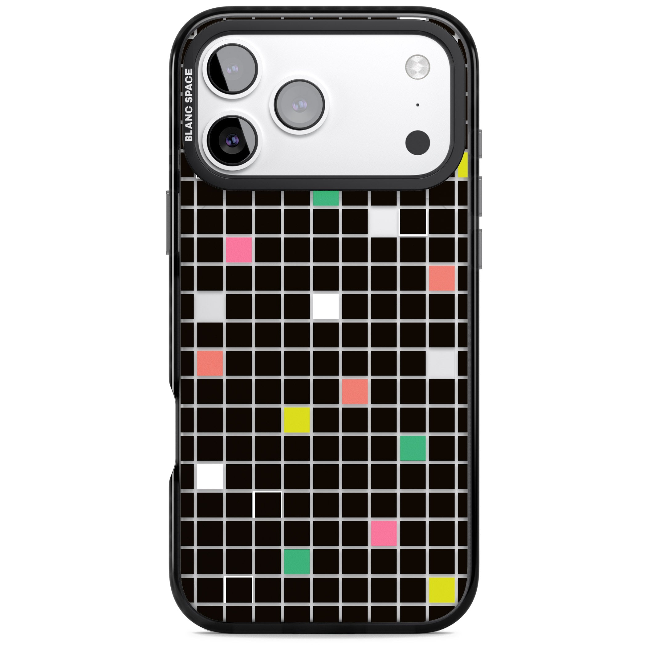 Vibrant Black Geometric Grid iPhone 17 Pro Max Impact Black Phone Case